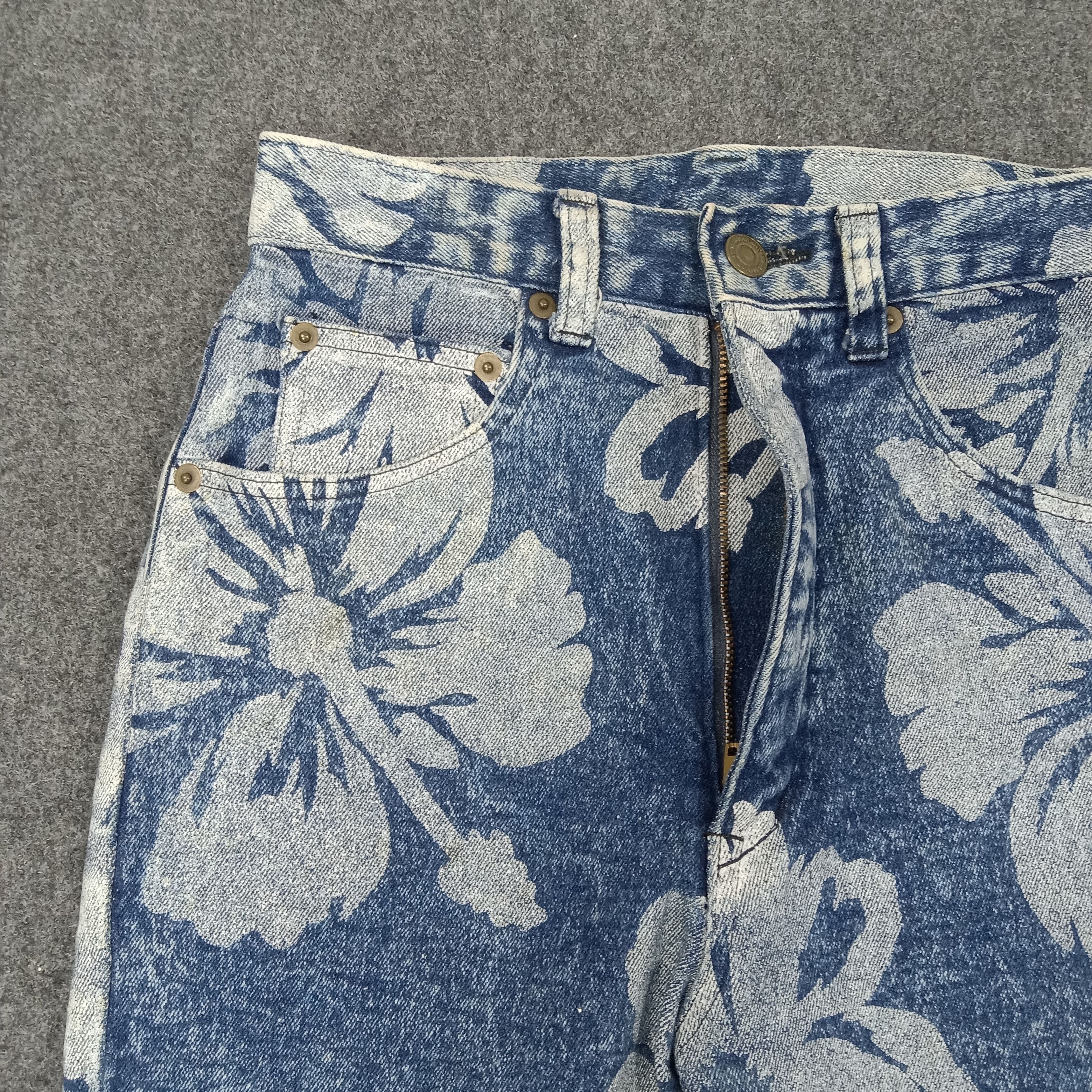 Japanese Brand Ryu Sports Japanese Flower Full Print Jeans C258N26 Size 23" - 3 Thumbnail