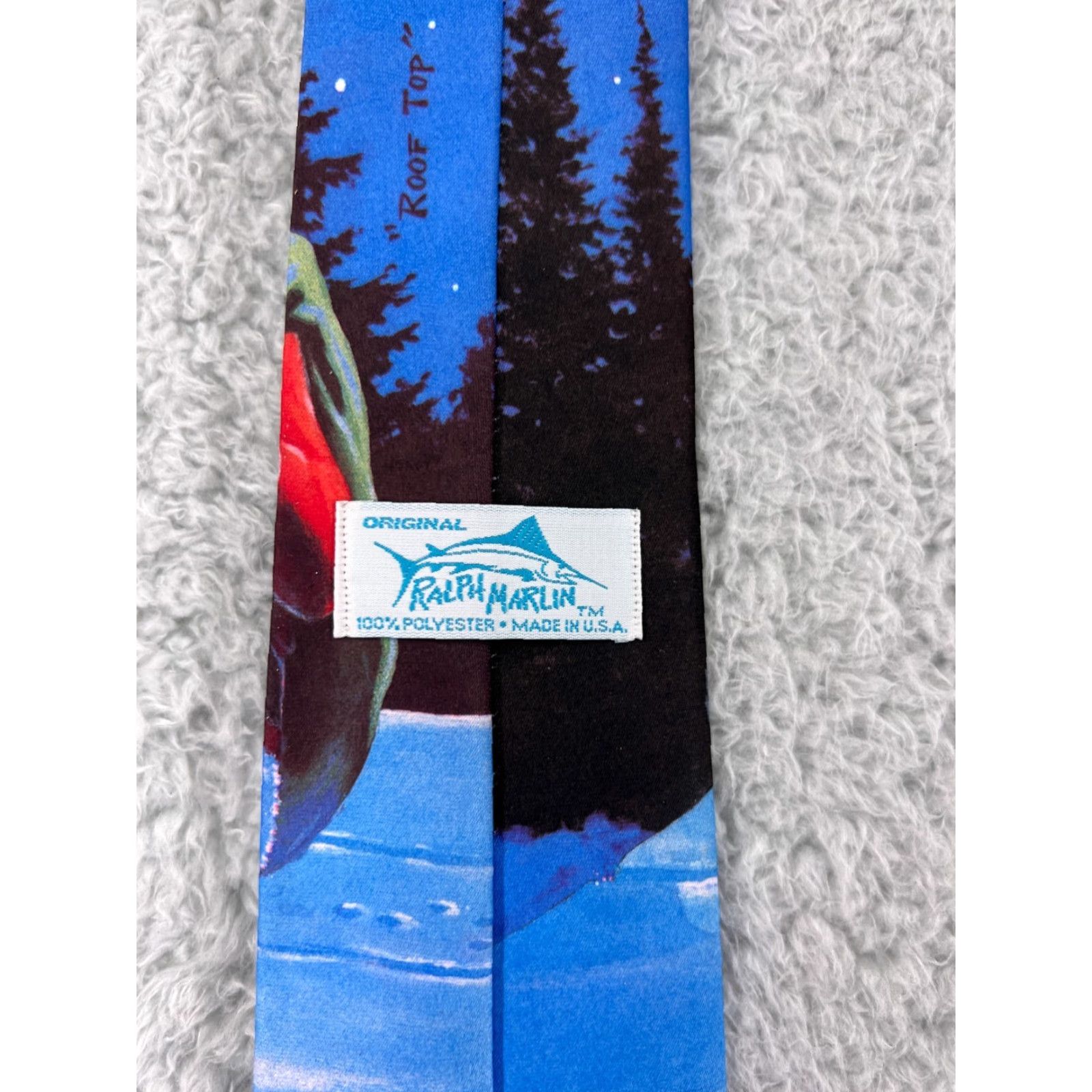 Vintage Ralph Marlin Vintage 1990 Christmas Holiday Mens Tie Snow Man Roof Top Santa Tie Mens Red Polyester Short One Size Classic Size ONE SIZE - 4 Thumbnail