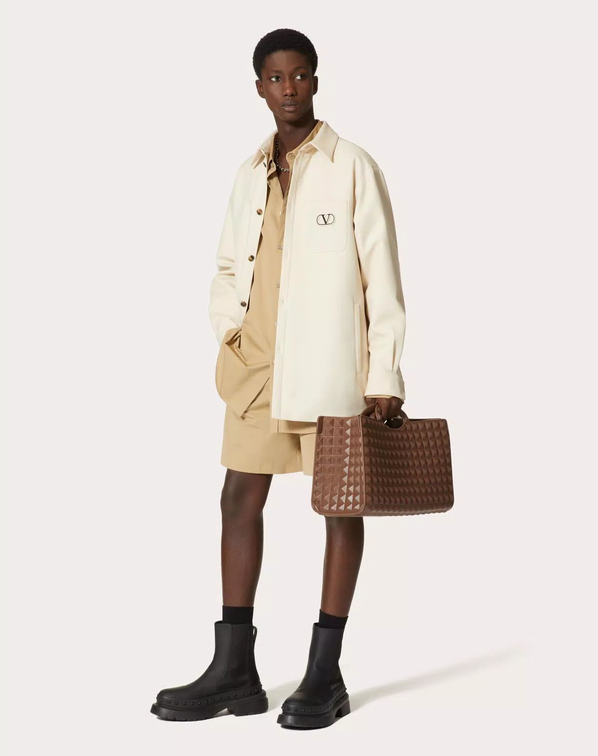 Valentino oc11z0725 Long Sleeve Cotton Shirt in Beige Size US L / EU 52-54 / 3 - 3 Thumbnail