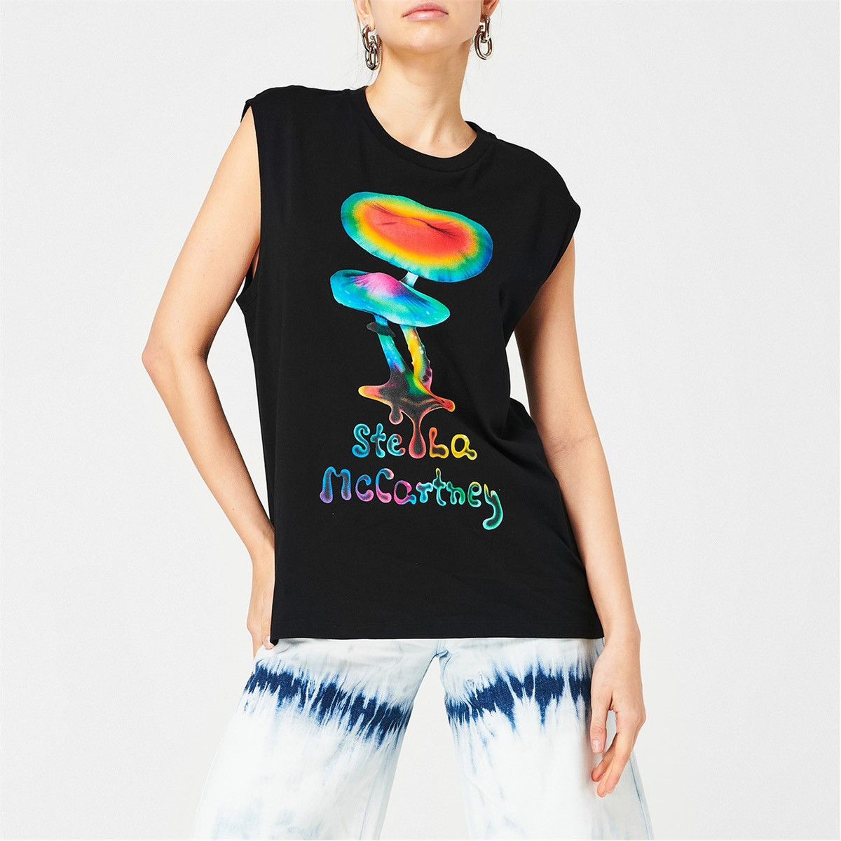Stella McCartney Stella McCartney Ladies Black Mushroom Print Tank Top Size M / US 6-8 / IT 42-44 - 1 Thumbnail