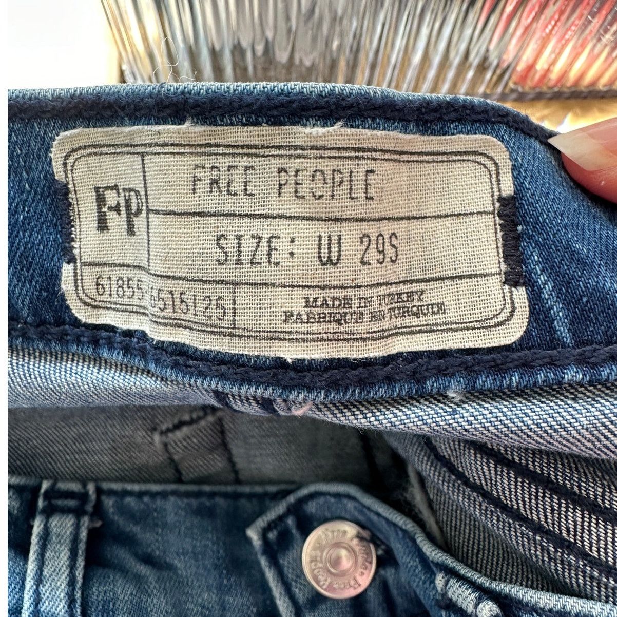 Free People Free People Medium Wash Distressed High Waist Skinny Jean 29 Size 29" - 7 Thumbnail