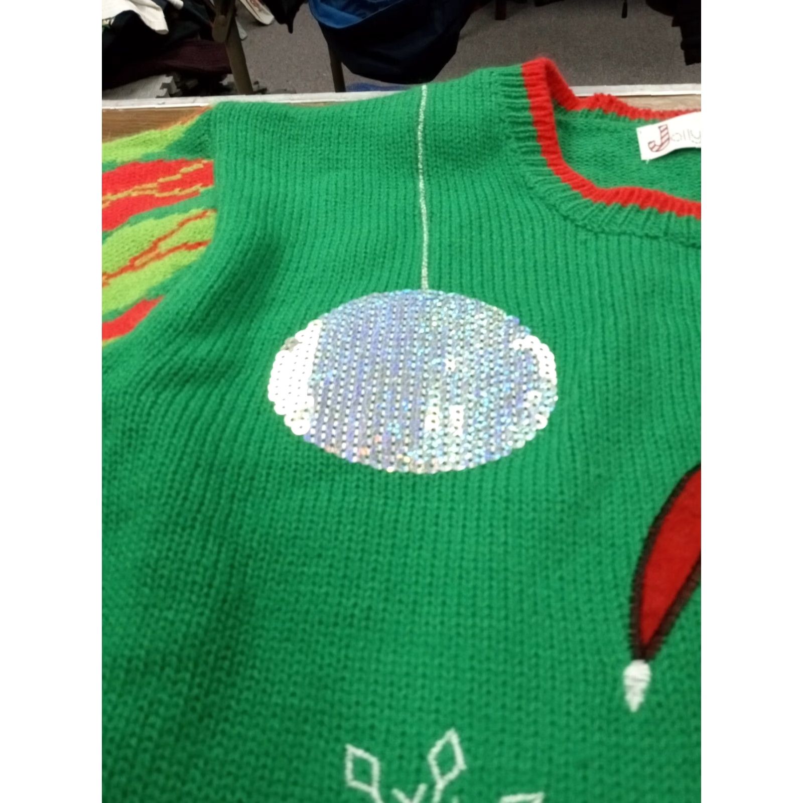 Vintage Jolly Sweaters Ugly Xmas Sweater XL 48" X 28" Trex dinosaur Size US XL / EU 56 / 4 - 5 Thumbnail