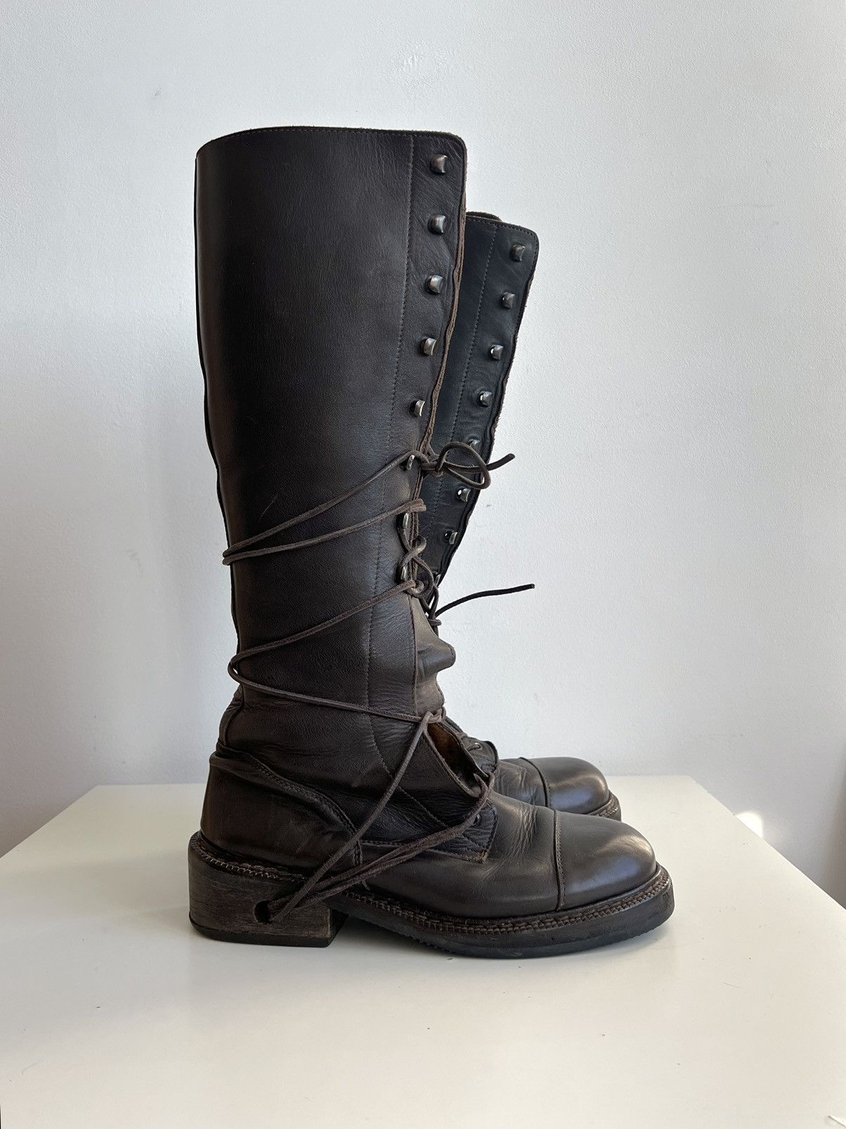 Dirk Bikkembergs Dirk Bikkembergs??? SAMPLE Wooden Heel Knee Boots Size US 11 / IT 41 - 2 Thumbnail