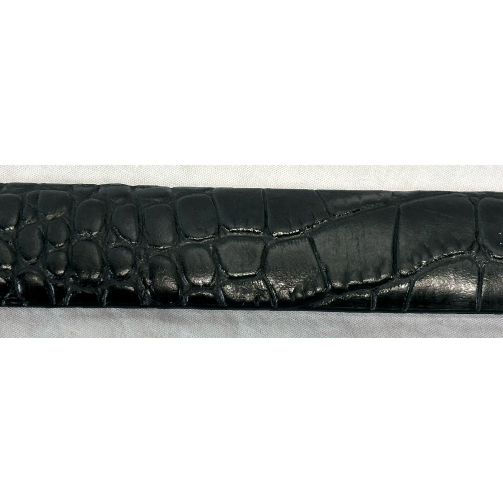 Vintage WORTH Belt Women Large Leather Croc Embossed 34”-38” Made In USA Black Size ONE SIZE - 4 Thumbnail