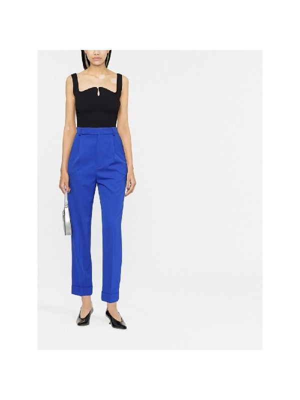 Saint Laurent Paris o1s1wg111024 Loose-Fit Pants in Gabardine in Blue Size 25" / US 0 / IT 36 - 6 Thumbnail