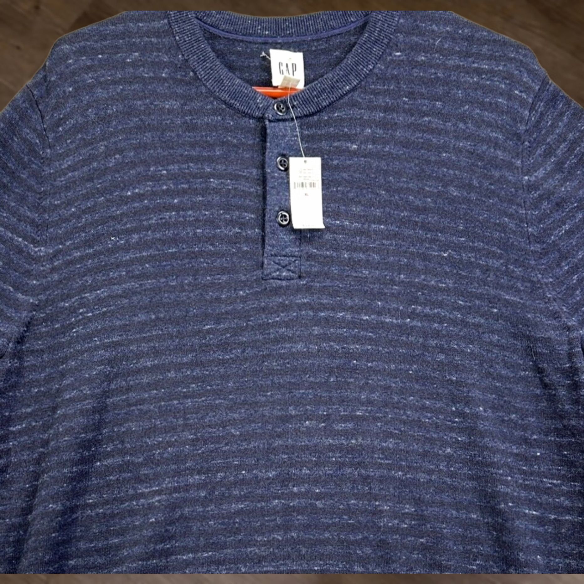 Gap GAP Sweatshirt Henley Pullover Mens XL Dark Blue Striped Gift Casual Outdoor Walking 60s? Size US XL / EU 56 / 4 - 1 Thumbnail
