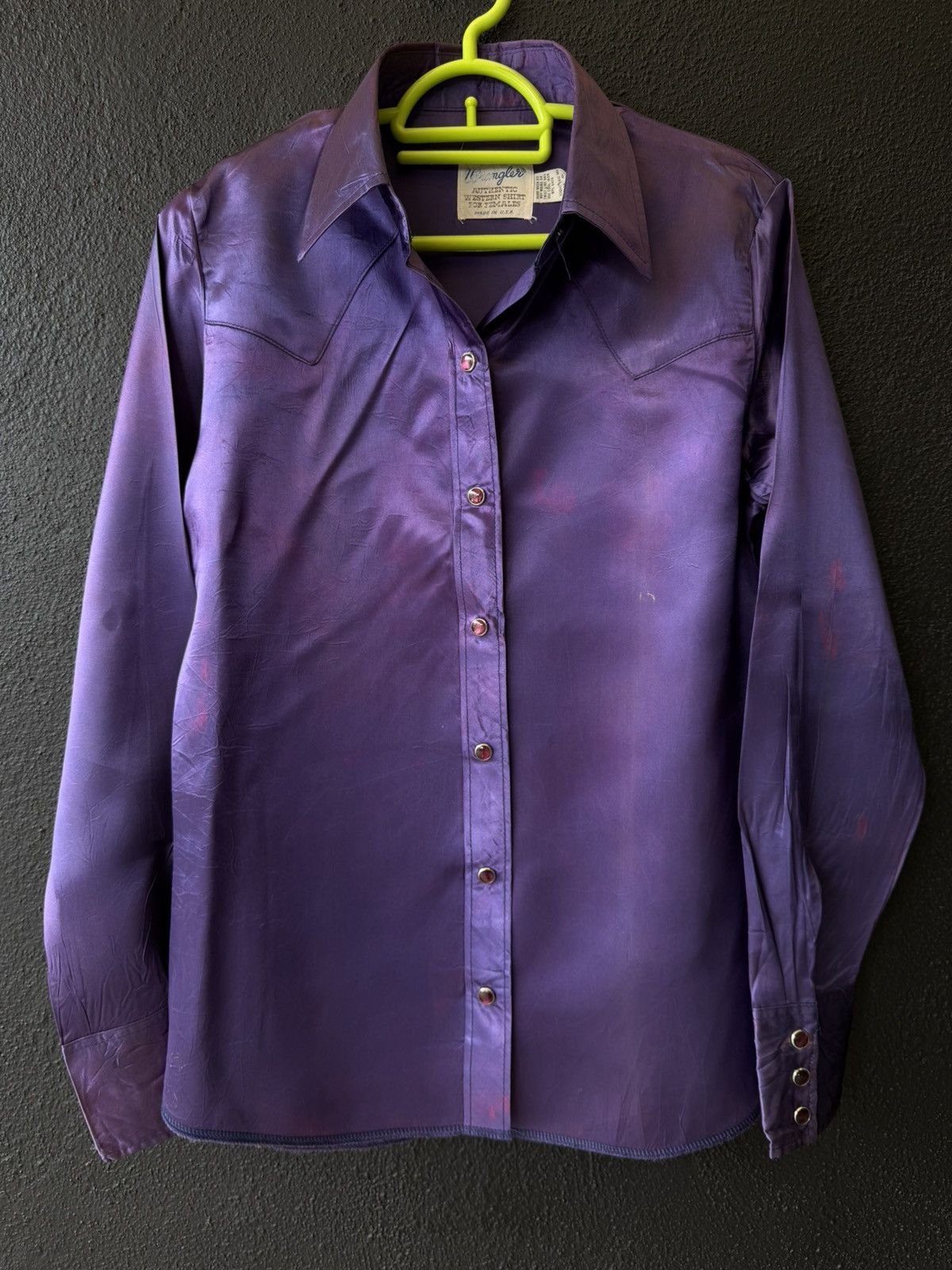 Wrangler Vintage 70s Wrangler Purple 100% Acetate Western Shirt (32) Size S / US 4 / IT 40 - 9 Thumbnail