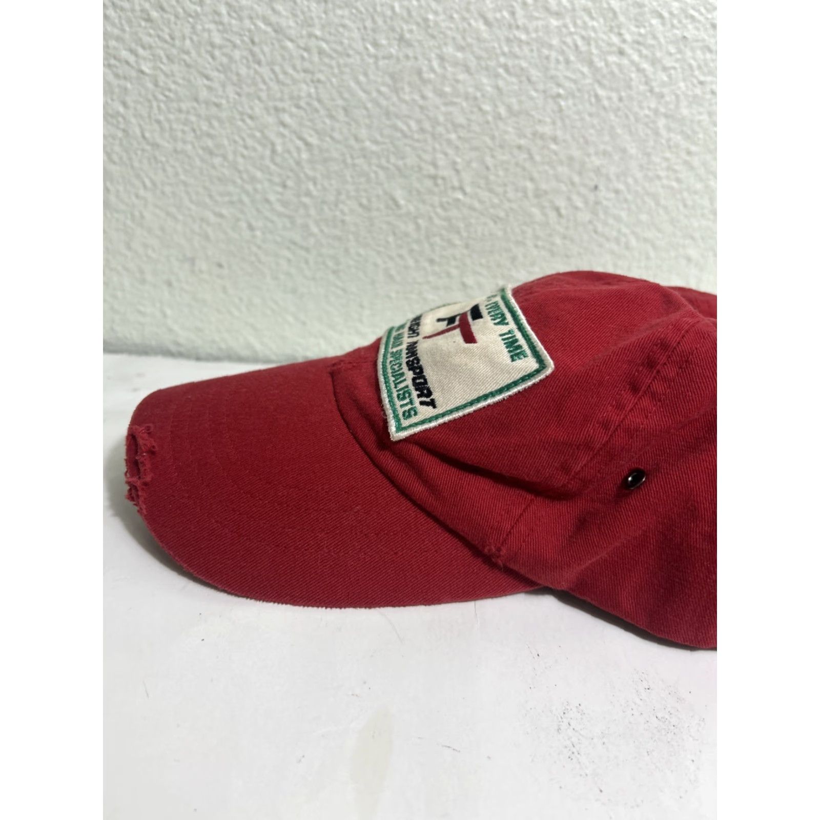 American Eagle Outfitters VINTAGE American Eagle Strapback Baseball Cap Red Distressed “freight Transport” Size ONE SIZE - 7 Thumbnail