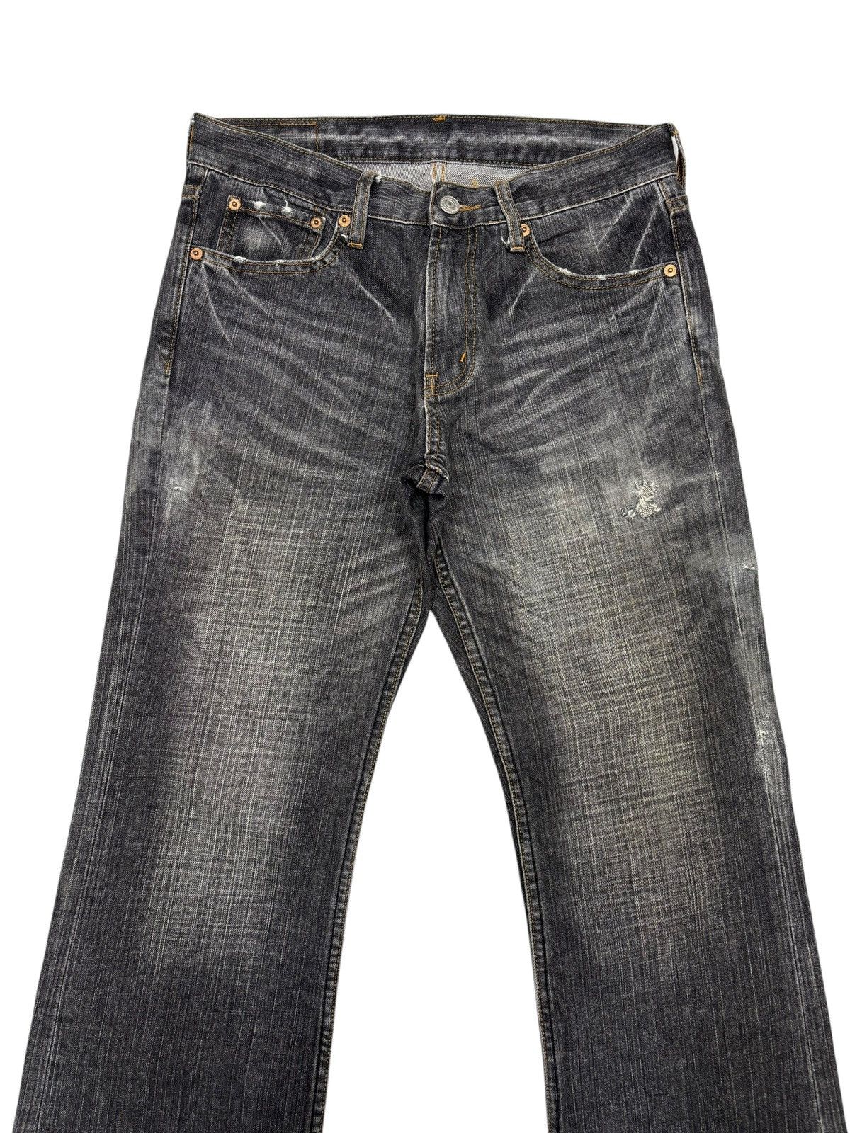 If Six Was Nine Bobson CrackWash Faded Black Distressed Flared Jeans Size US 29 - 5 Thumbnail