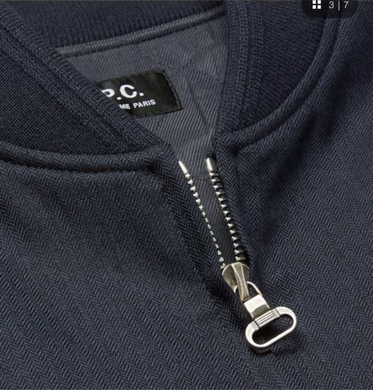 A.P.C. A.P.C. Herringbone Cotton and Wool-Blend Bomber Jacket Size US S / EU 44-46 / 1 - 11 Thumbnail