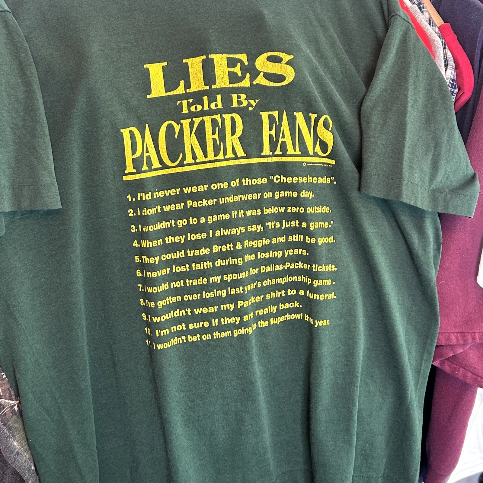 Fruit Of The Loom Vintage 90s Funny Packers T-Shirt XL Size US XL / EU 56 / 4 - 3 Thumbnail
