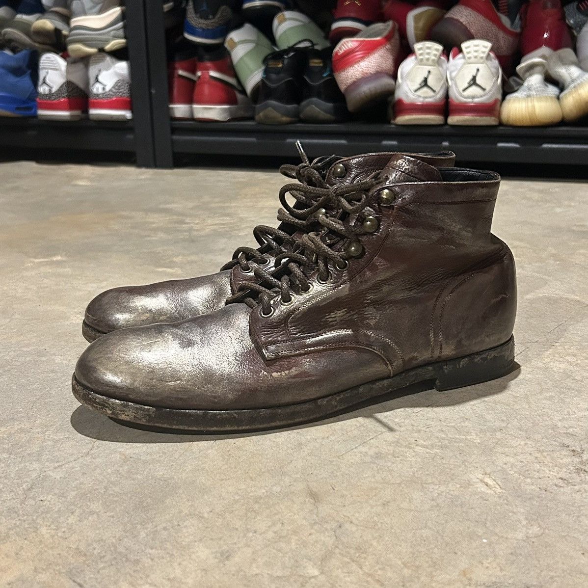 Designer × Dolce & Gabbana Rare Dolce & Gabbana Leather Gold Painted Boots US 10 Size US 10 / EU 43 - 1 Thumbnail