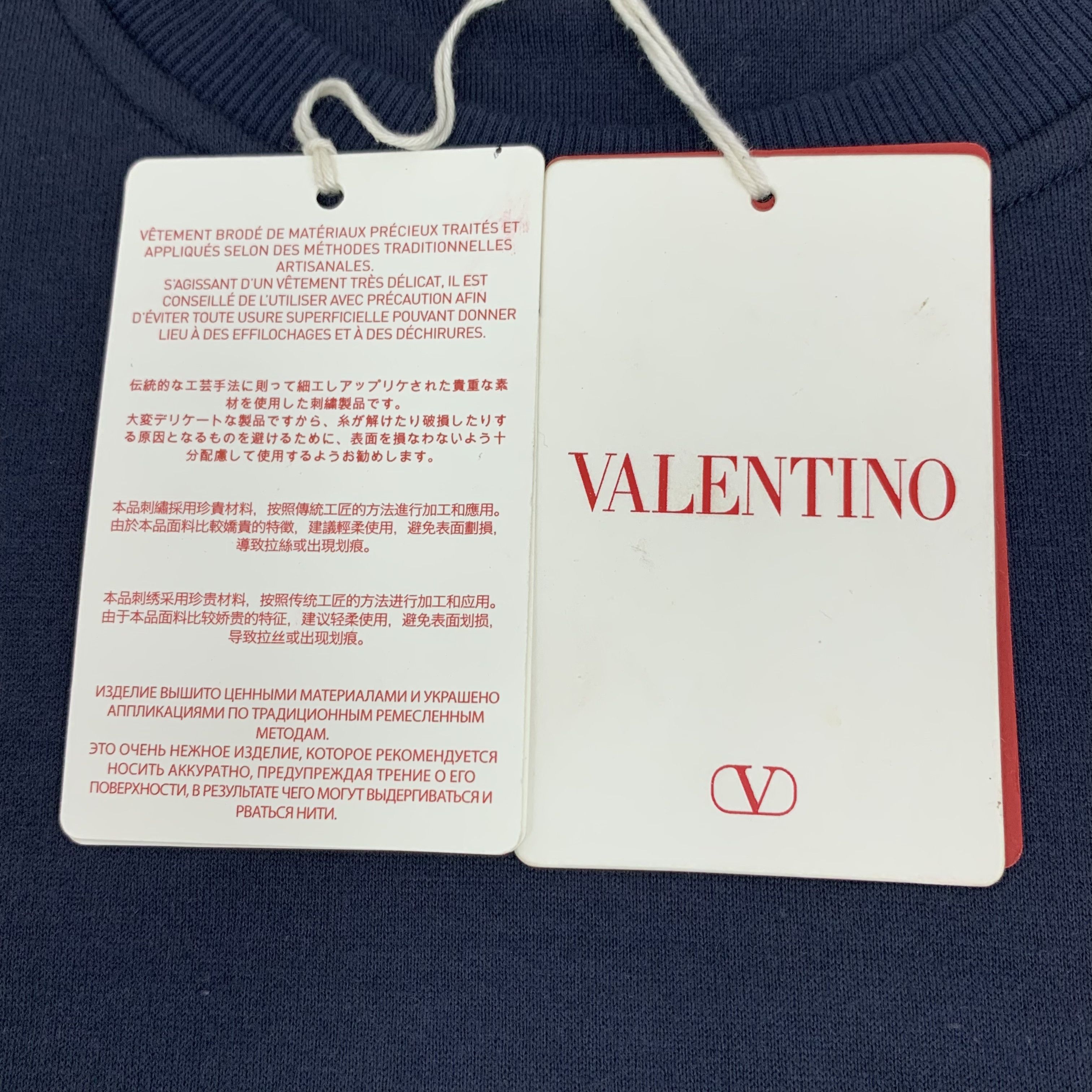 Valentino Valentino Navy Logo Embroidered Cotton Sweatshirt (Size M) Size US M / EU 48-50 / 2 - 5 Thumbnail