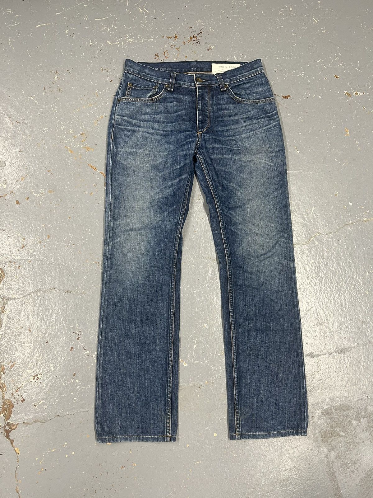 Rag & Bone × Vintage Crazy Vintage Y2K Rag & Bone 15x Slim Straight Blue Jeans Size US 29 - 1 Thumbnail