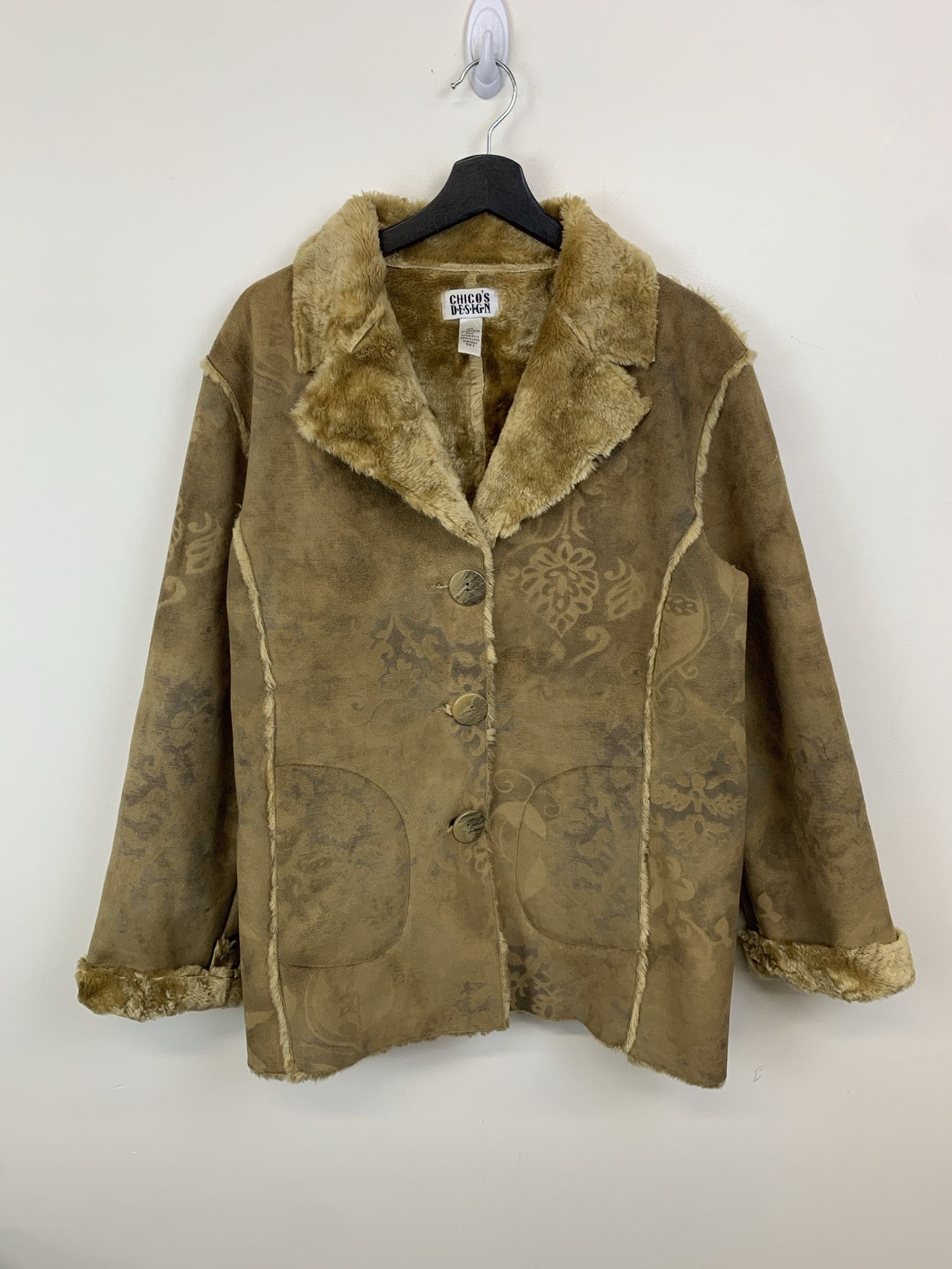 Levi's Vintage Leather Jacket 90s Suede Leather Floral Imprint Fur Lined Coat Size S (2) Size US S / EU 44-46 / 1 - 1 Thumbnail