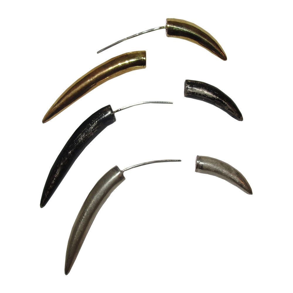 Designer Polished Sterling Silver Tusk Horn Earrings Size ONE SIZE - 4 Thumbnail