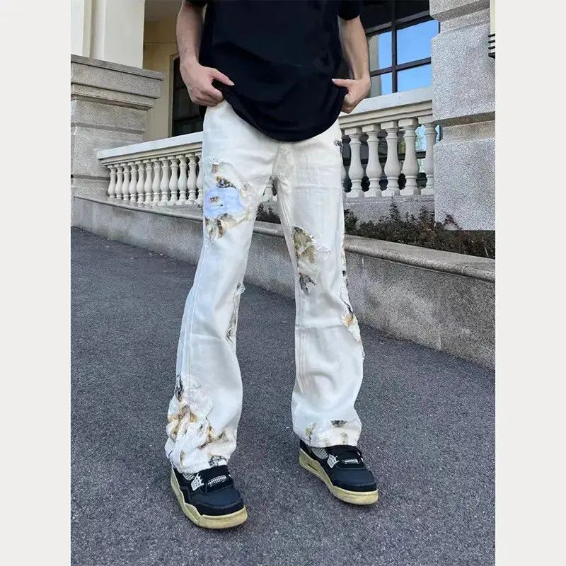 Japanese Brand Retro loose lace embroidered jeans Size US 32 / EU 48 - 1 Thumbnail