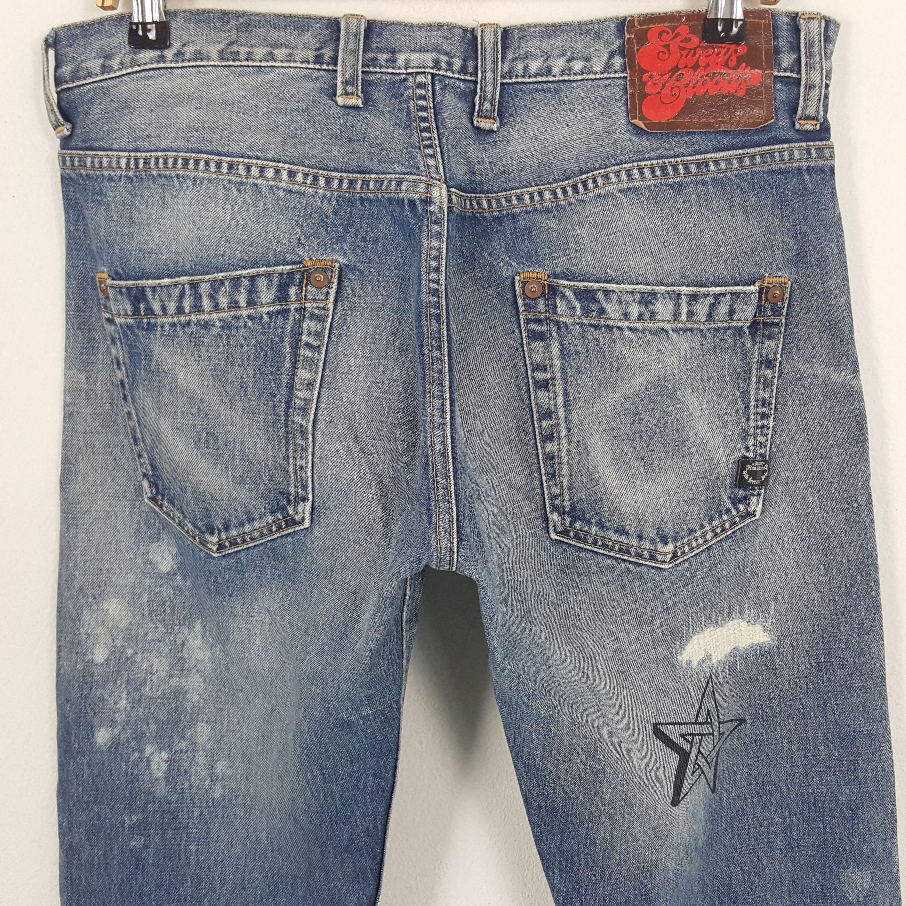 If Six Was Nine × Japanese Brand × Vintage Vintage RNA Sweats Bloods Distressed Style Denim Jeans Size US 33 - 5 Thumbnail