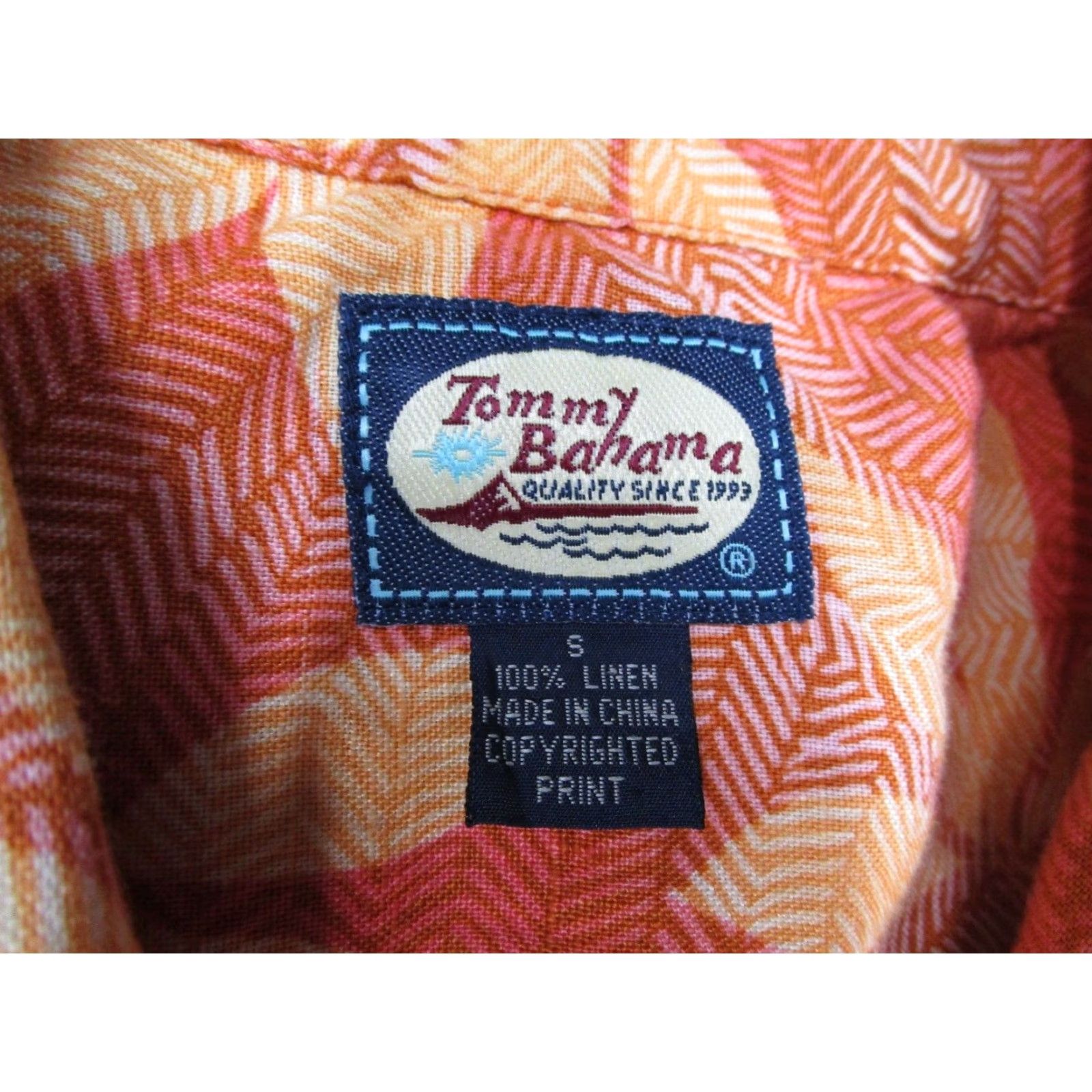 Tommy Bahama VINTAGE Tommy Bahama Mens Small Orange Linen Short Sleeve Hawaiian Floral Button Up Shirt Size US S / EU 44-46 / 1 - 3 Thumbnail