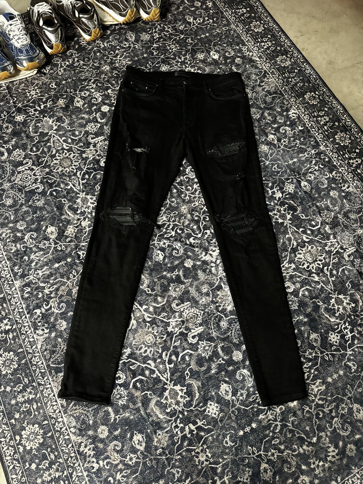 Amiri Amiri Black Leather Mx1 Jeans Size US 36 / EU 52 - 1 Thumbnail