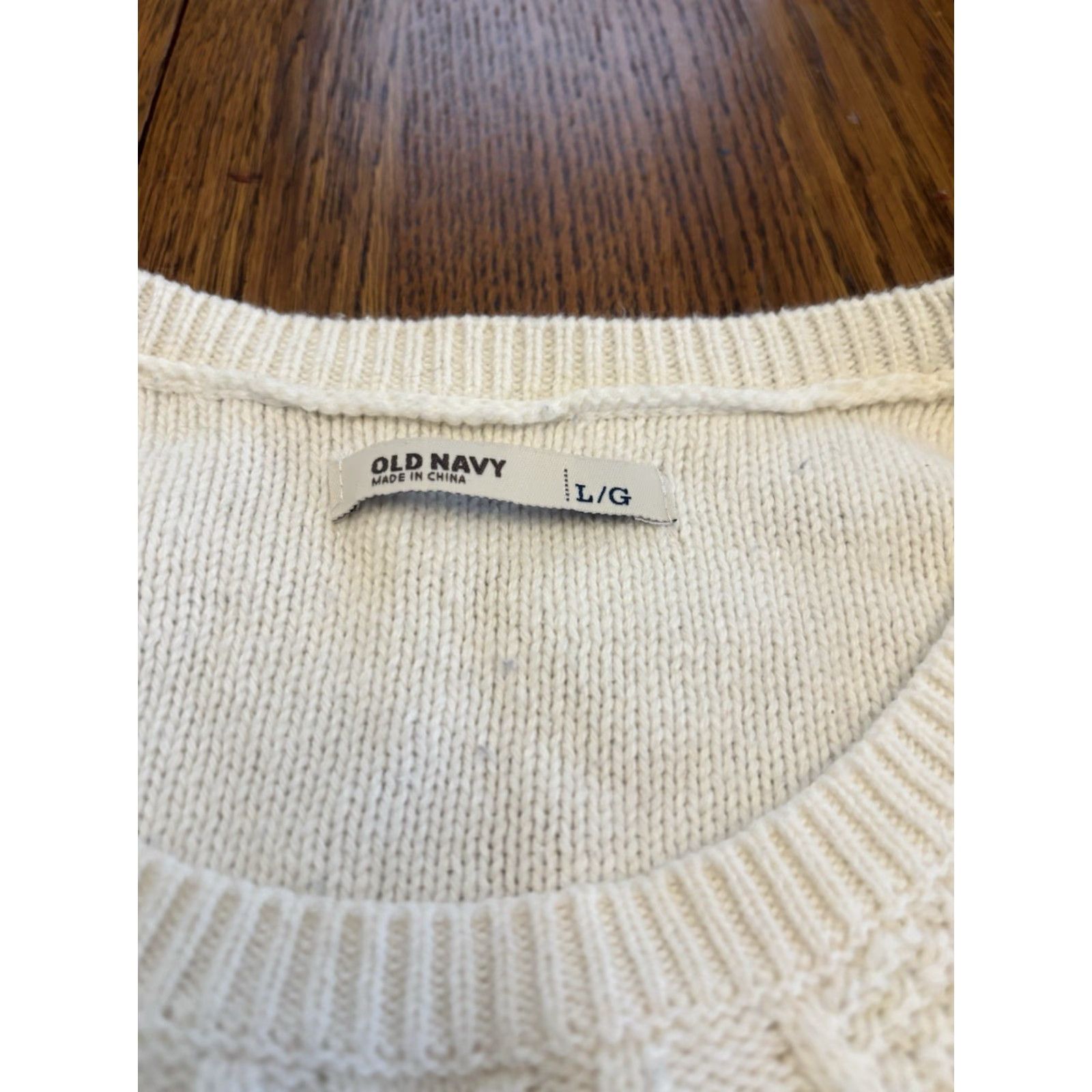 Old Navy Old Navy Womens Sweater Large Crew Neck Beige Cable Knit Pullover Classic Shirt Womens L Beige Classic Pullover Knit Cotton Wool? Size L / US 10 / IT 46 - 2 Thumbnail