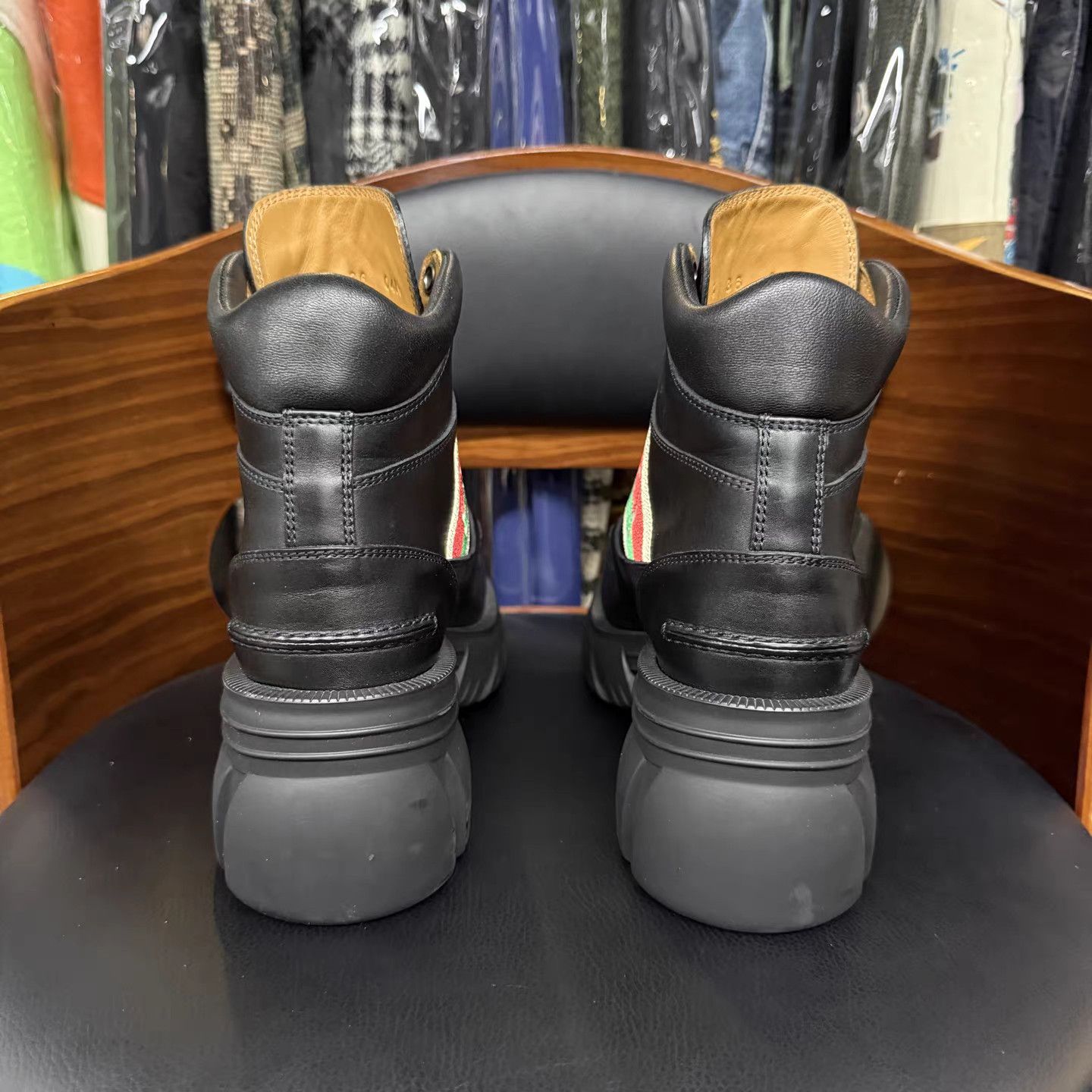 Gucci Gucci Interlocking G Black Leather Combat Boots K15 Size US 6 / IT 36 - 3 Thumbnail
