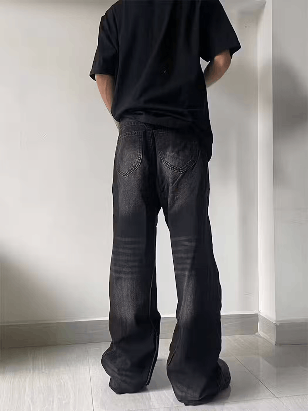 Japanese Brand × Jean Street washed and distressed wide leg jeans Size US 31 - 3 Thumbnail