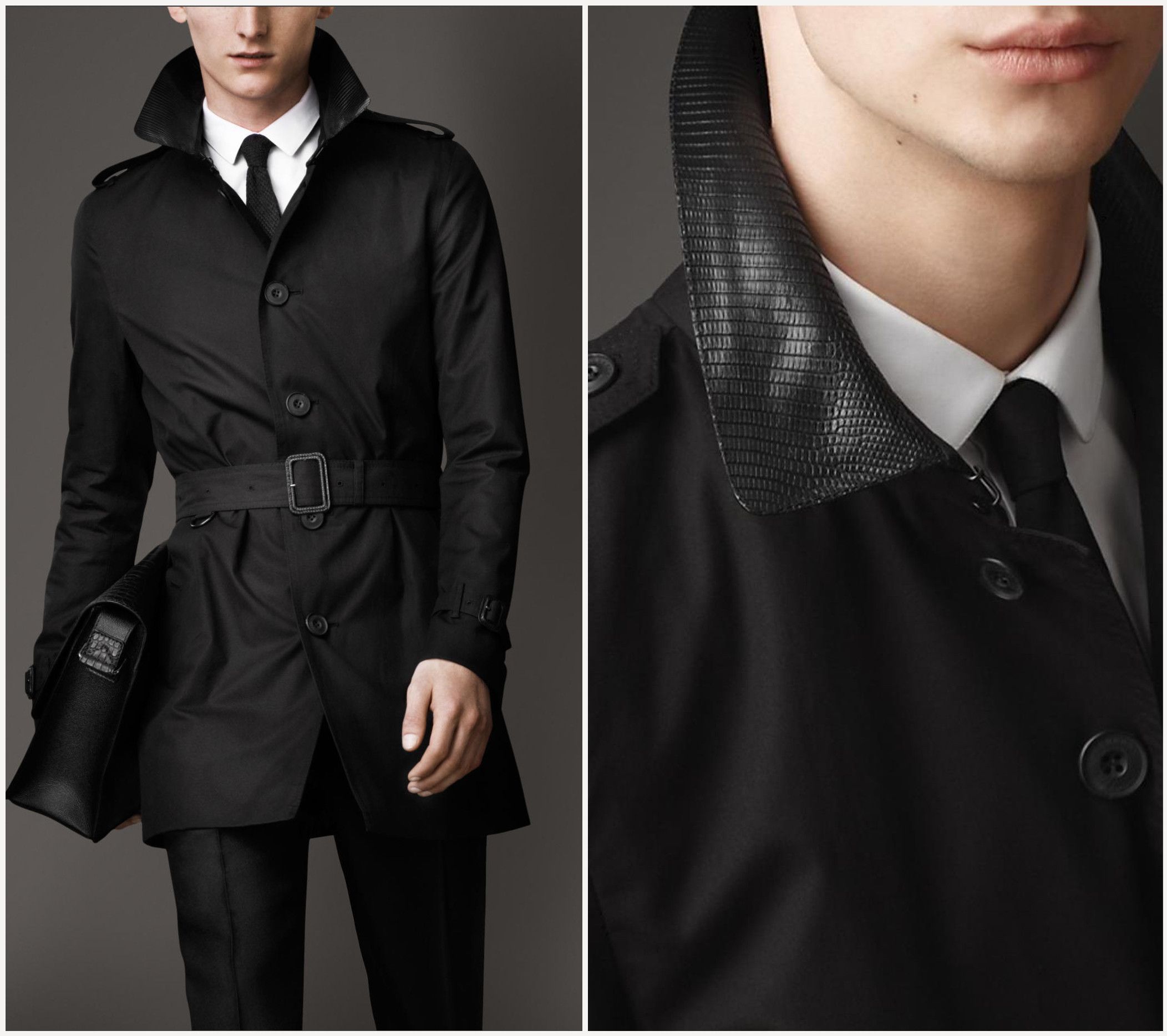 Burberry BURBERRY _ ENGLAND _ BRITTON _ LIZARD SKIN COLLAR _ TRENCH Size US L / EU 52-54 / 3 - 2 Thumbnail