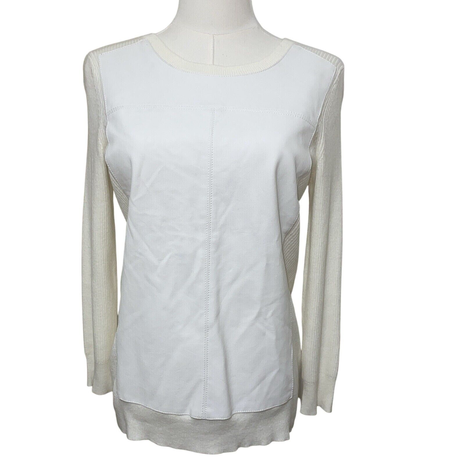 Banana Republic Banana Republic Women's Ivory Sweater Small Faux Leather Size S / US 4 / IT 40 - 1 Thumbnail