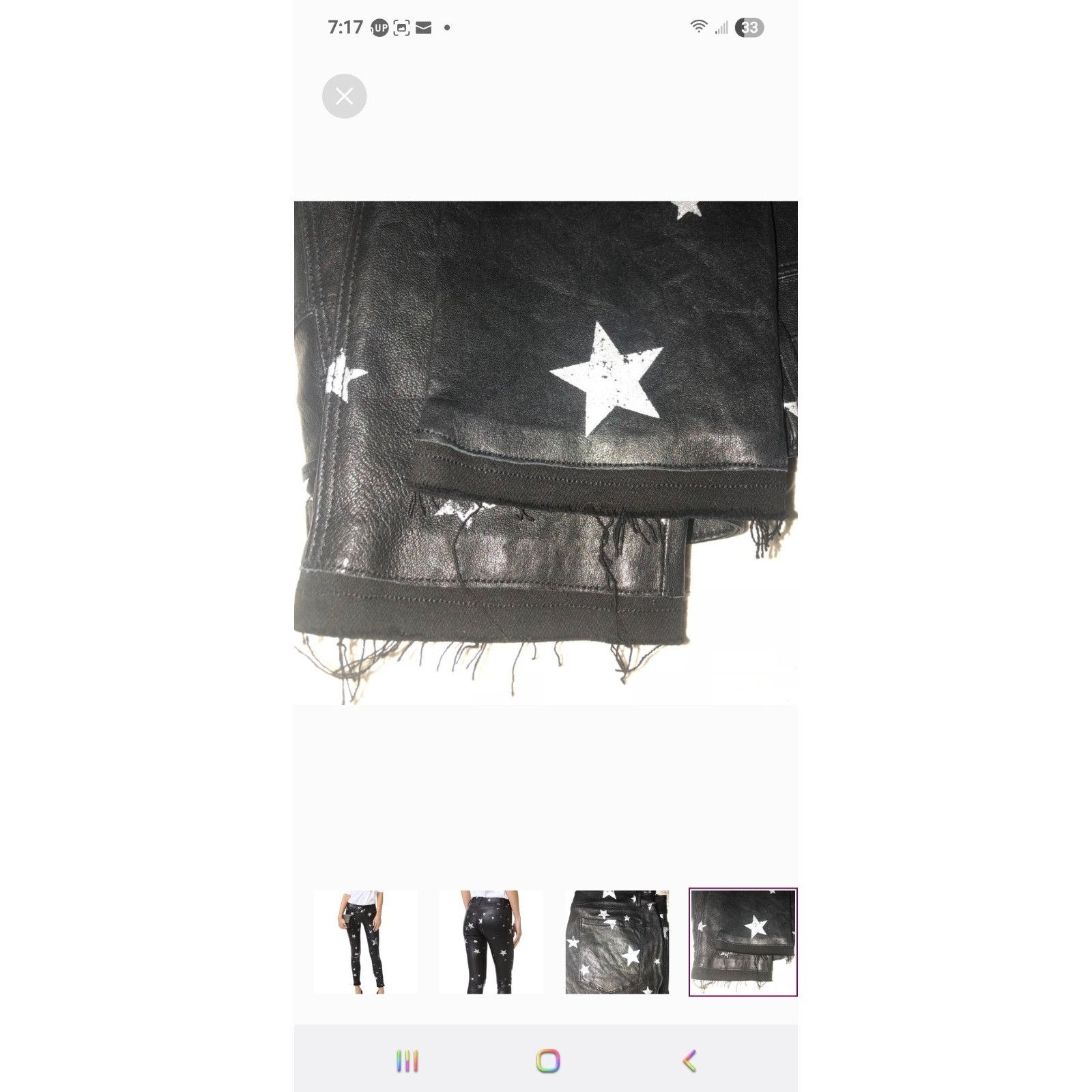 Rta RtA Prince Lambskin Leather Pants Star Print Skinny Stretch Size 24" / US 00 / IT 34 - 7 Thumbnail