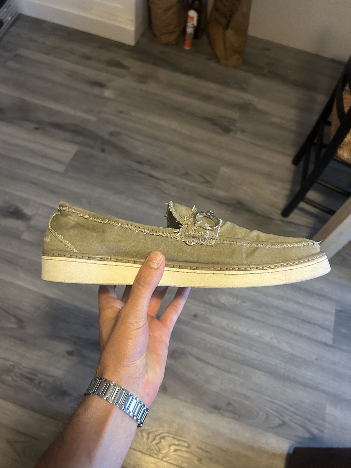 Dolce & Gabbana Dolce & Gabbana Distressed Canvas Horsebit Loafers Size US 11 / EU 44 - 11 Thumbnail