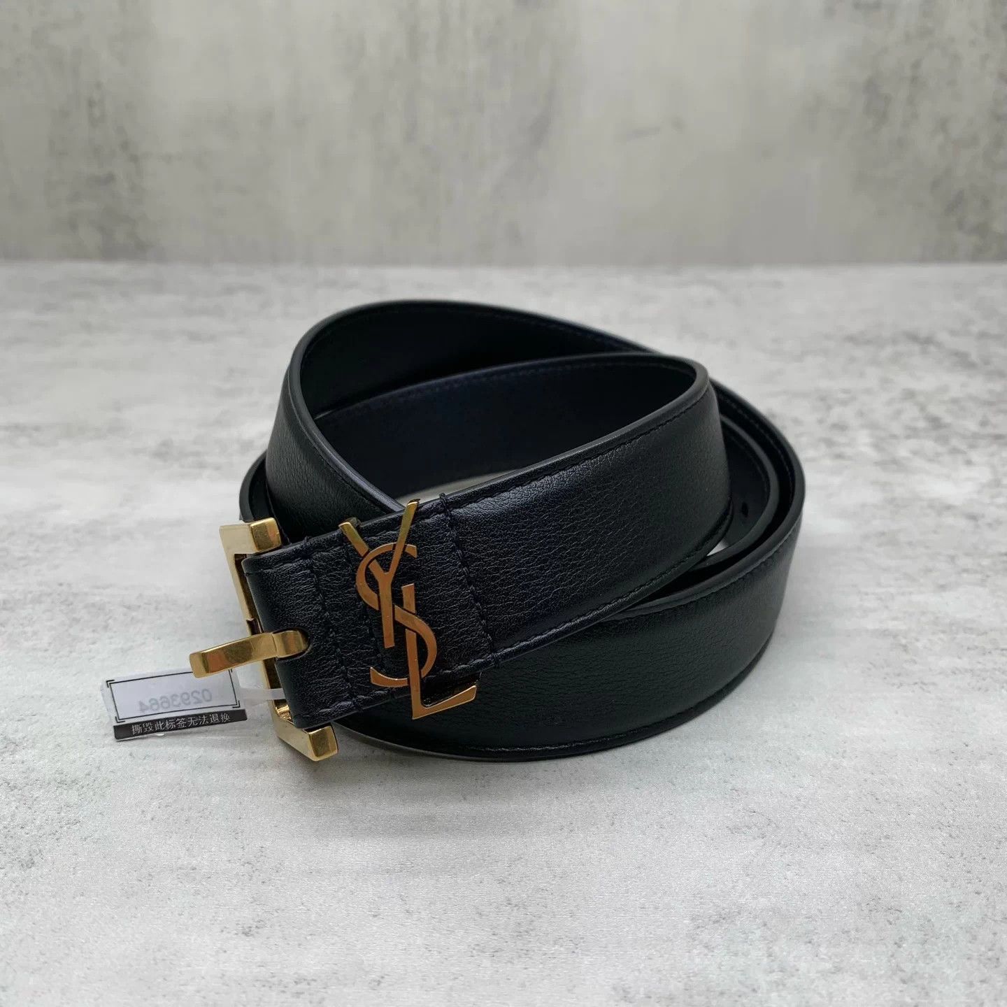 Saint Laurent Paris SAINT LAURENT Monogramme Black Gold Belt 80 98 Size ONE SIZE - 7 Thumbnail