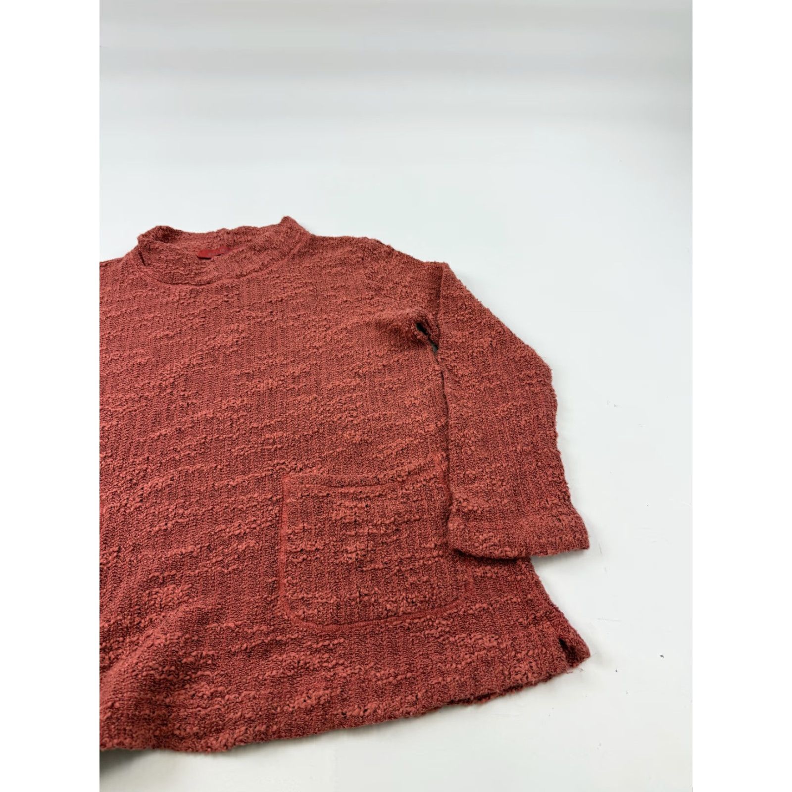 Vintage Cut Loose Sweater Tunic Womens XS Red Textured Knit Mock Neck Pockets Top Size XS / US 0-2 / IT 36-38 - 3 Thumbnail