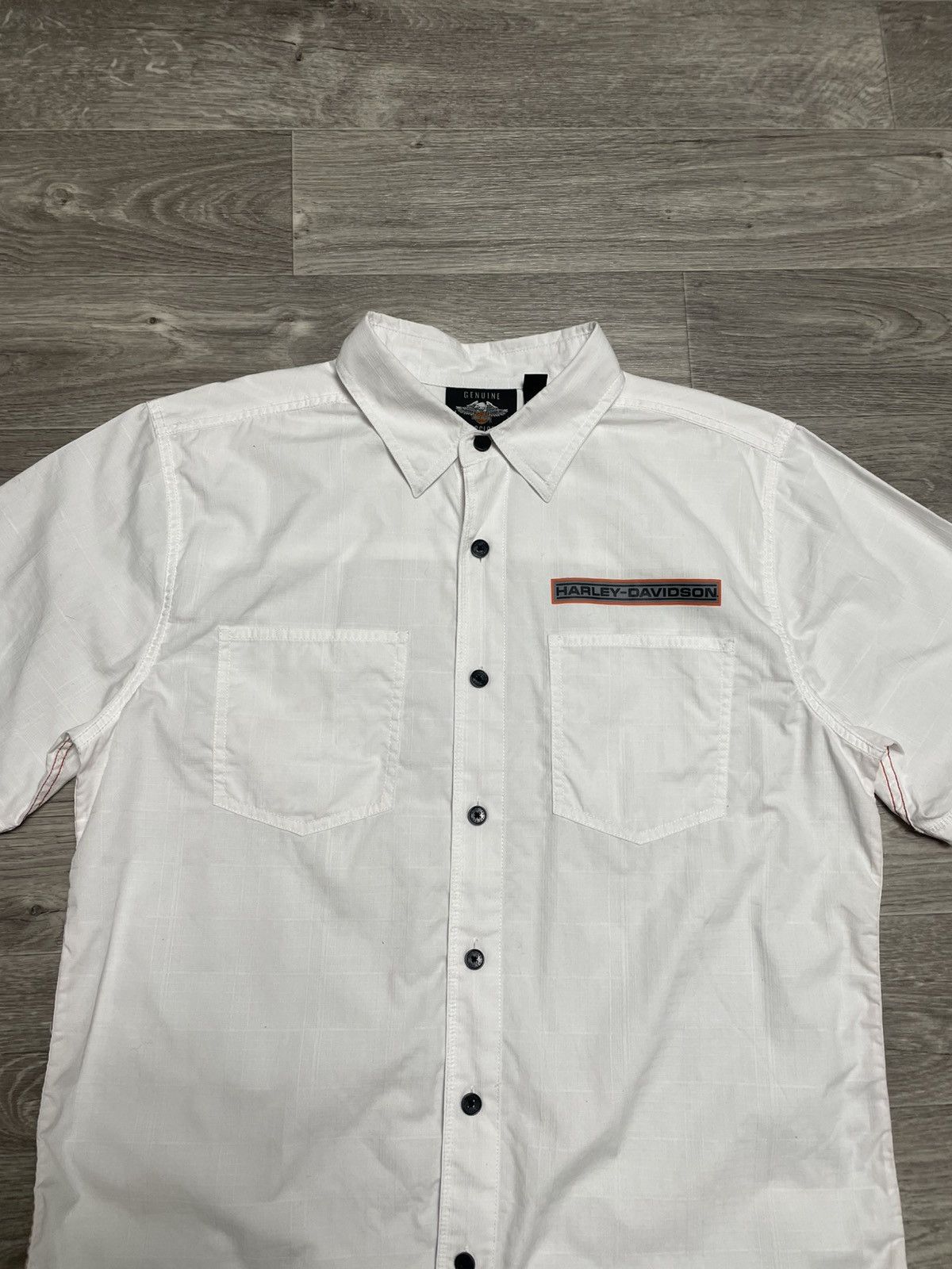 Harley Davidson Vintage Harley Davidson White Short Sleeve Shirt Button Up Size US L / EU 52-54 / 3 - 2 Thumbnail
