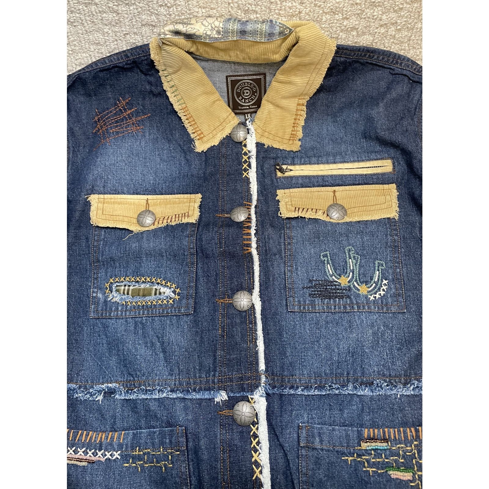 Double D Ranch Double D Ranch Crossing the Brazos Denim Jacket 1X NWT Patch Size XL / US 12-14 / IT 48-50 - 12 Thumbnail