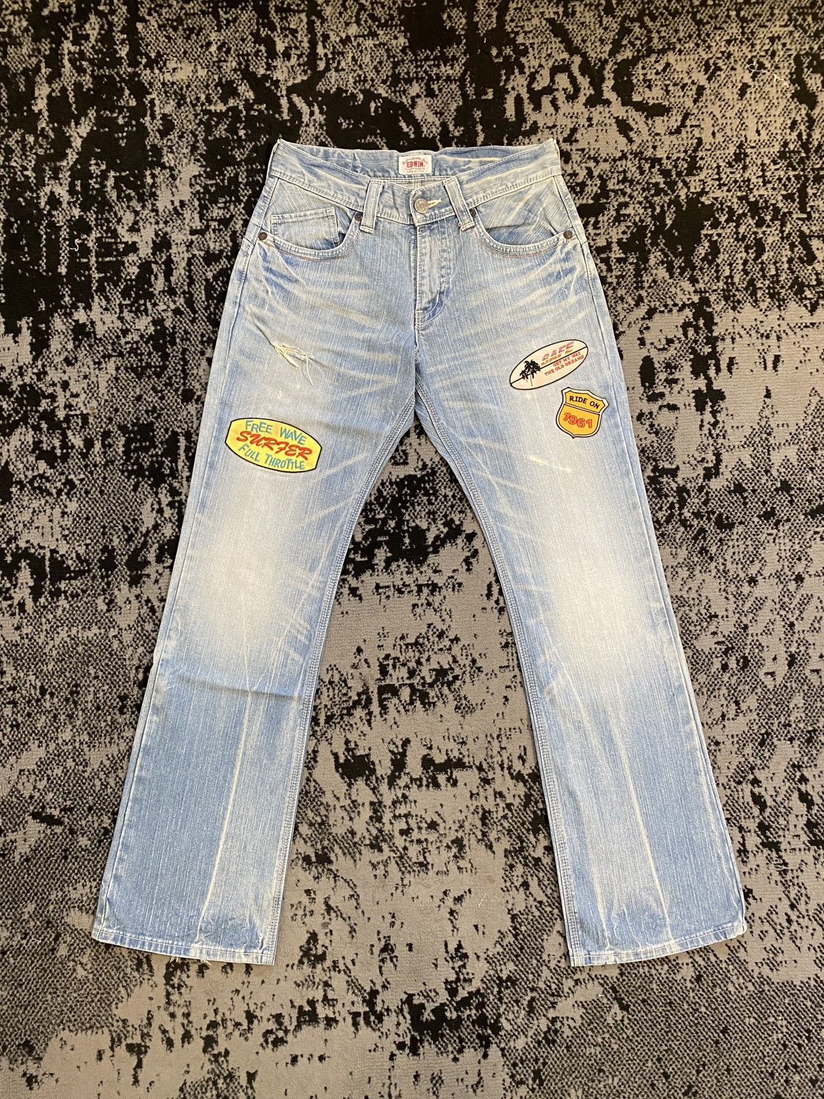 Edwin Edwin Japanese Brand Washed Patchwork Denim Jeans Size US 30 / EU 46 - 1 Thumbnail