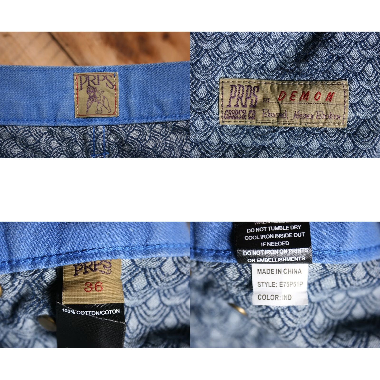Prps PRPS Demon Moto Indigo Blue Zippered Pocket Jeans Sz. 36 Mens Jeans Size US 36 / EU 52 - 8 Thumbnail