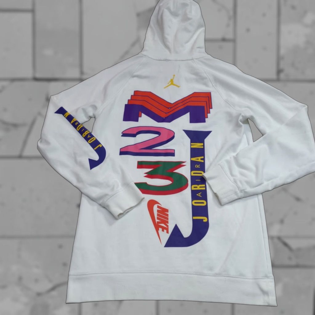 Jordan Brand Air Jordan Hoodie Small White Double Sided Mens S Pullover Pocket Embroidered Solid Size US S / EU 44-46 / 1 - 1 Thumbnail