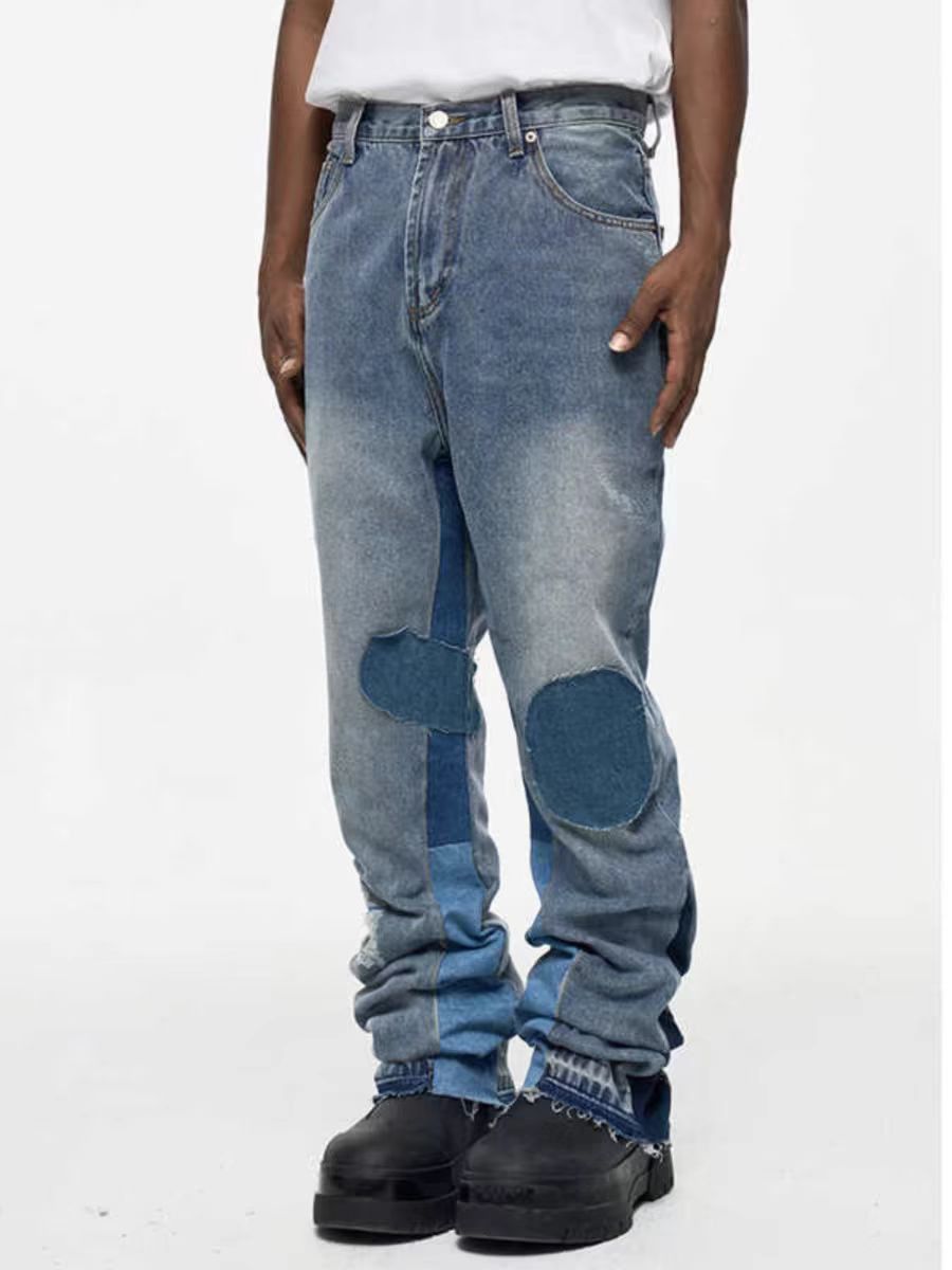 Japanese Brand × Jean High Street Spliced Patchwork Aged Loose Micro Flare Jeans Size US 34 / EU 50 - 1 Thumbnail