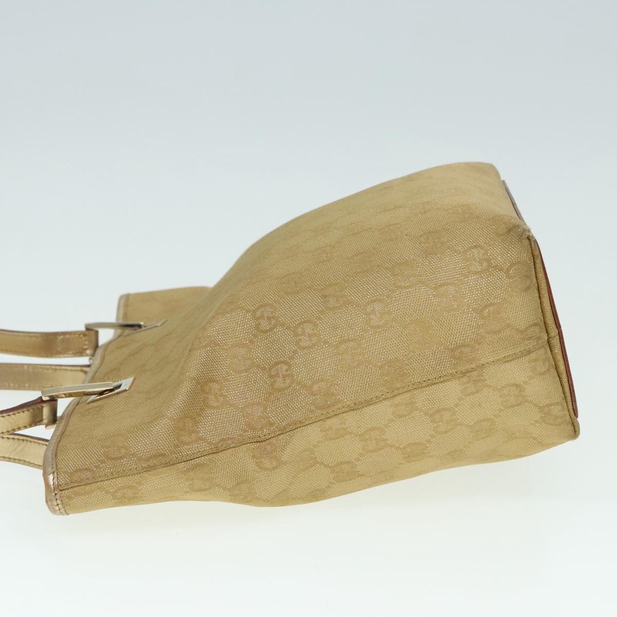 GUCCI GG Canvas Shoulder Bag Gold Tone Gold 0021099