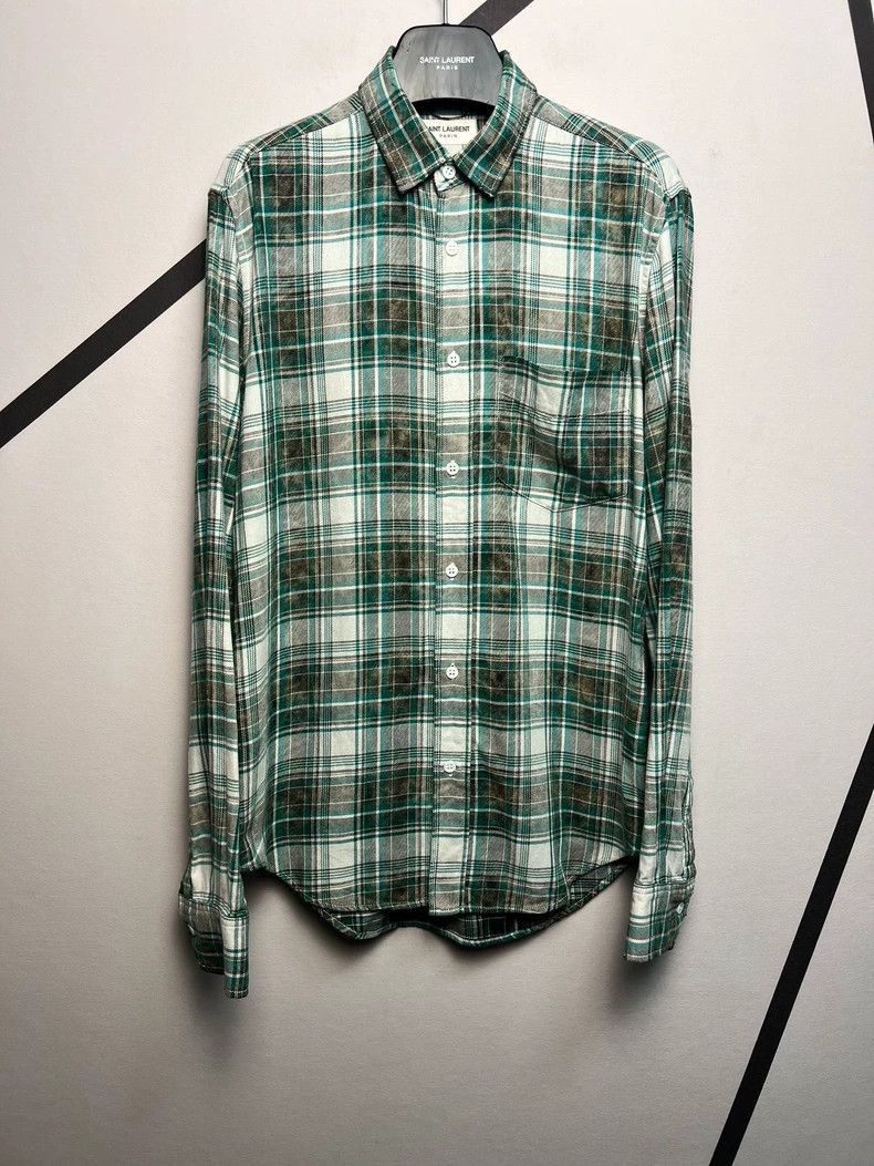 Saint Laurent Paris Green plaid shirt-2505