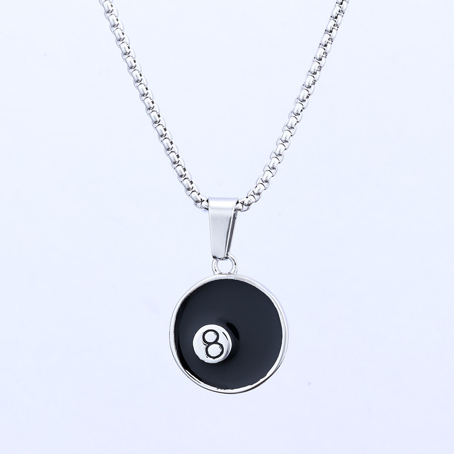Jewelry Stainless Steel Lucky Eight Pendant Necklace Size ONE SIZE - 2 Thumbnail