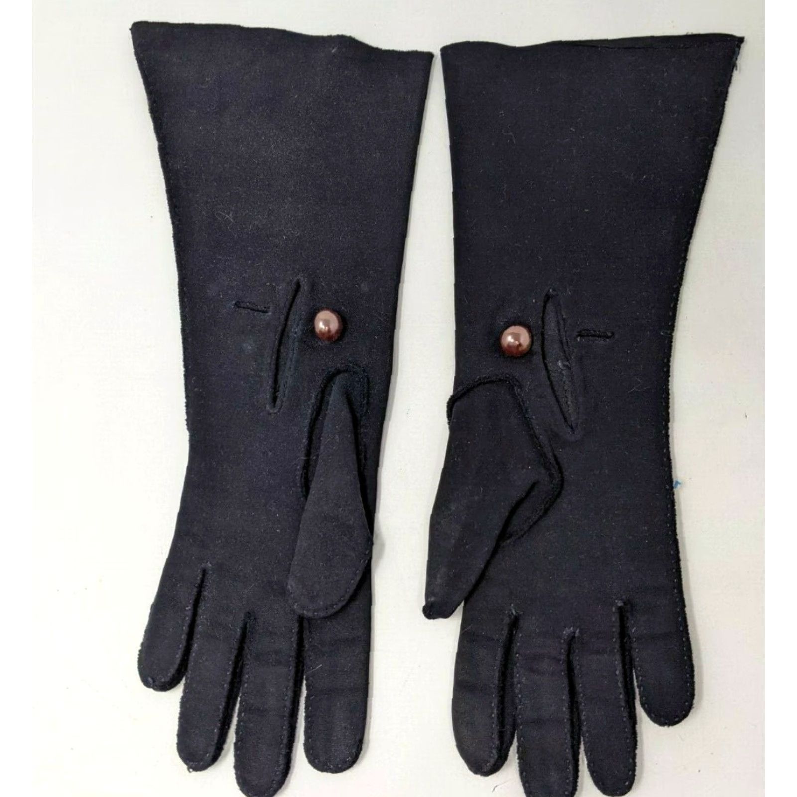 Vintage VTG Grandoe Ladies Mid Length Size 6 Cotton Black Driving Gloves Womens KP21 Size ONE SIZE - 2 Thumbnail