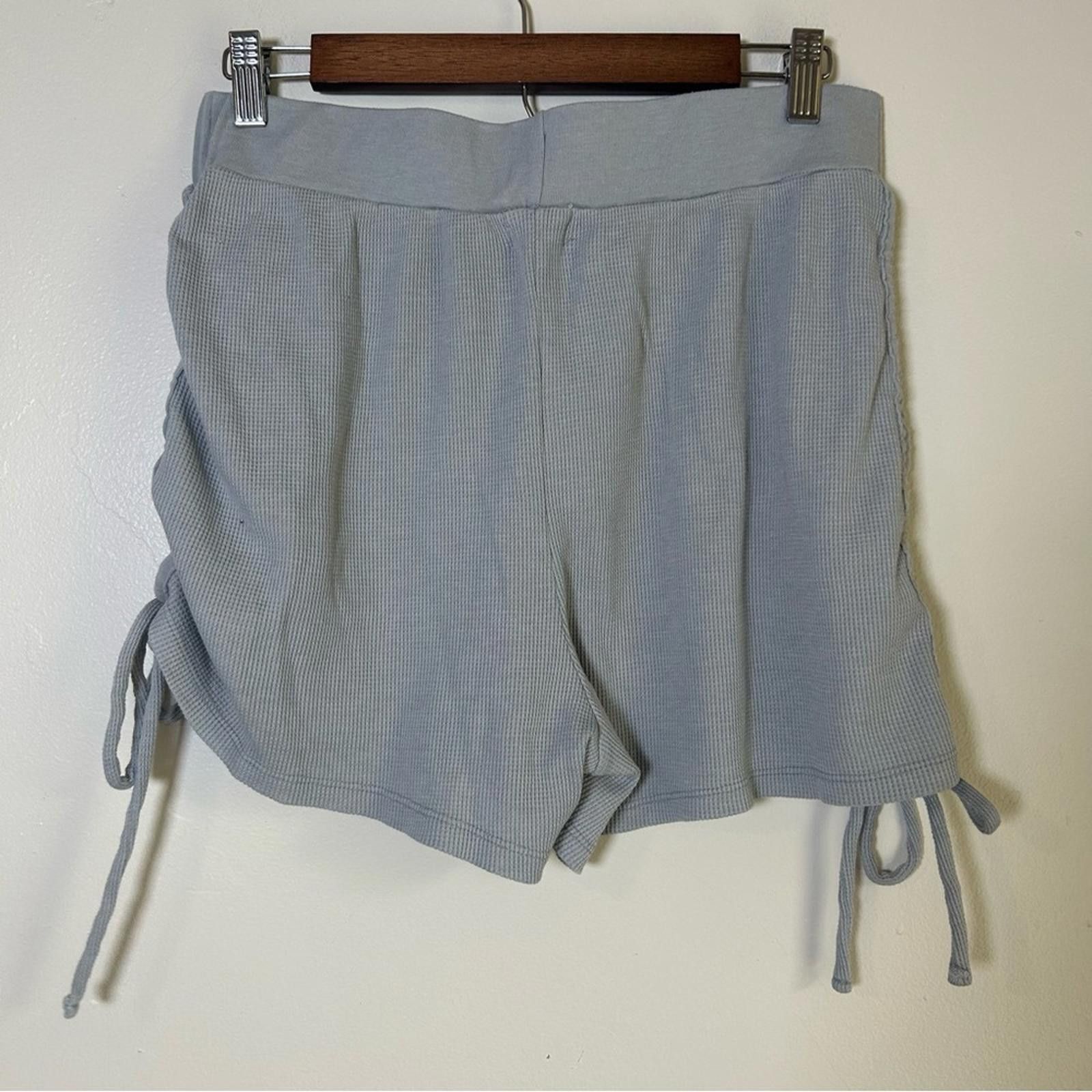 Sunday Works Sundry Womens Blue Waffle Knit Drawstring Lounge Shorts Size 28" / US 6 / IT 42 - 2 Thumbnail