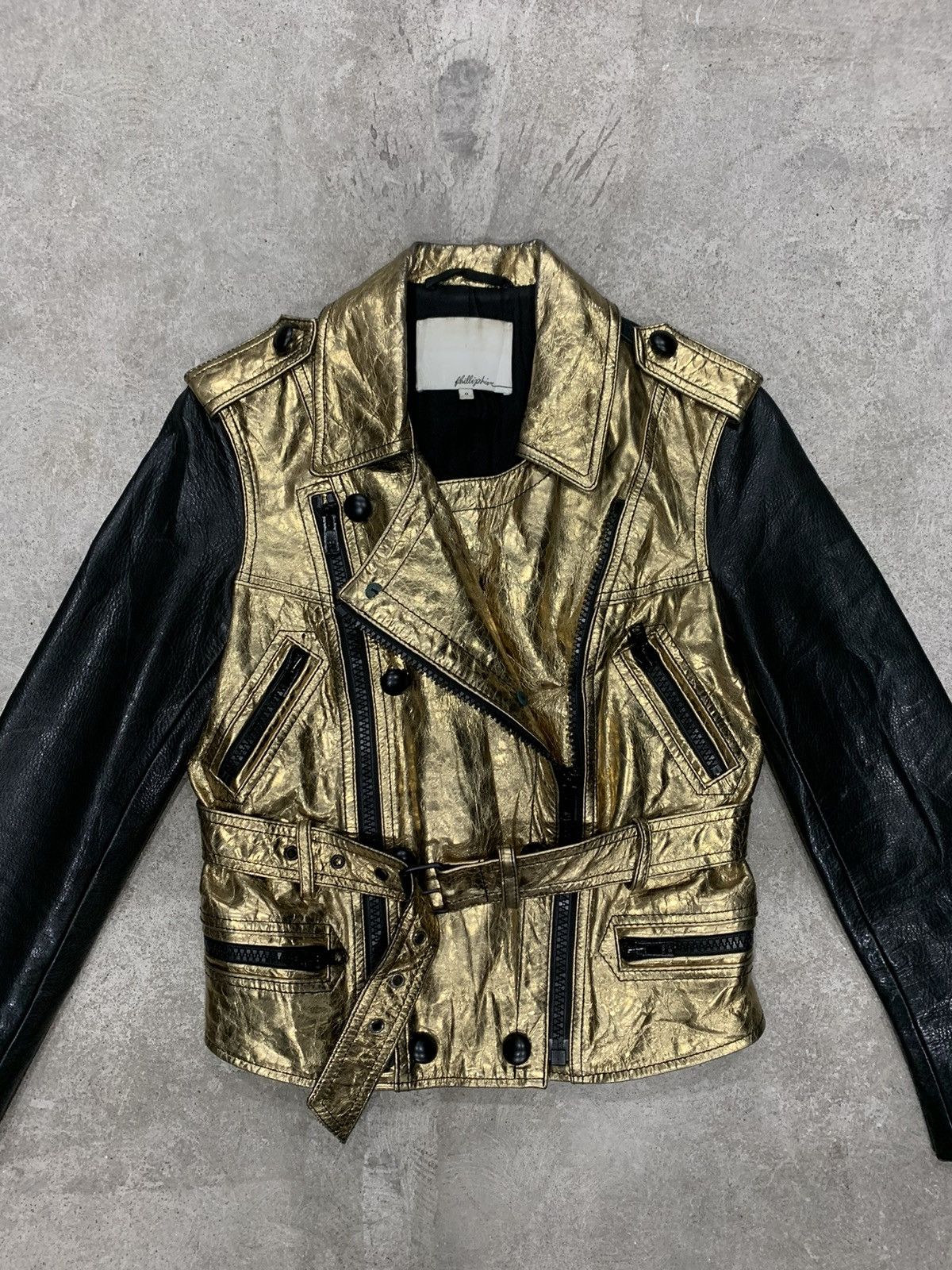 3.1 Phillip Lim PHILIP LIM GOLD METALLIC LEATHER JACKET Size US M / EU 48-50 / 2 - 2 Thumbnail