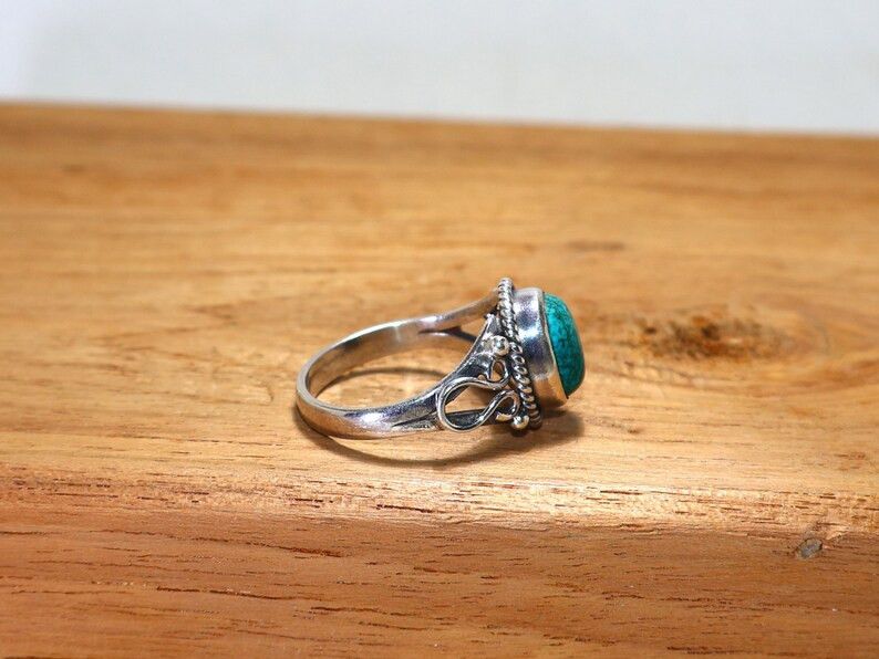 Handmade Turquoise Ring: Handmade 925 Silver, December Birthstone Size ONE SIZE - 5 Thumbnail
