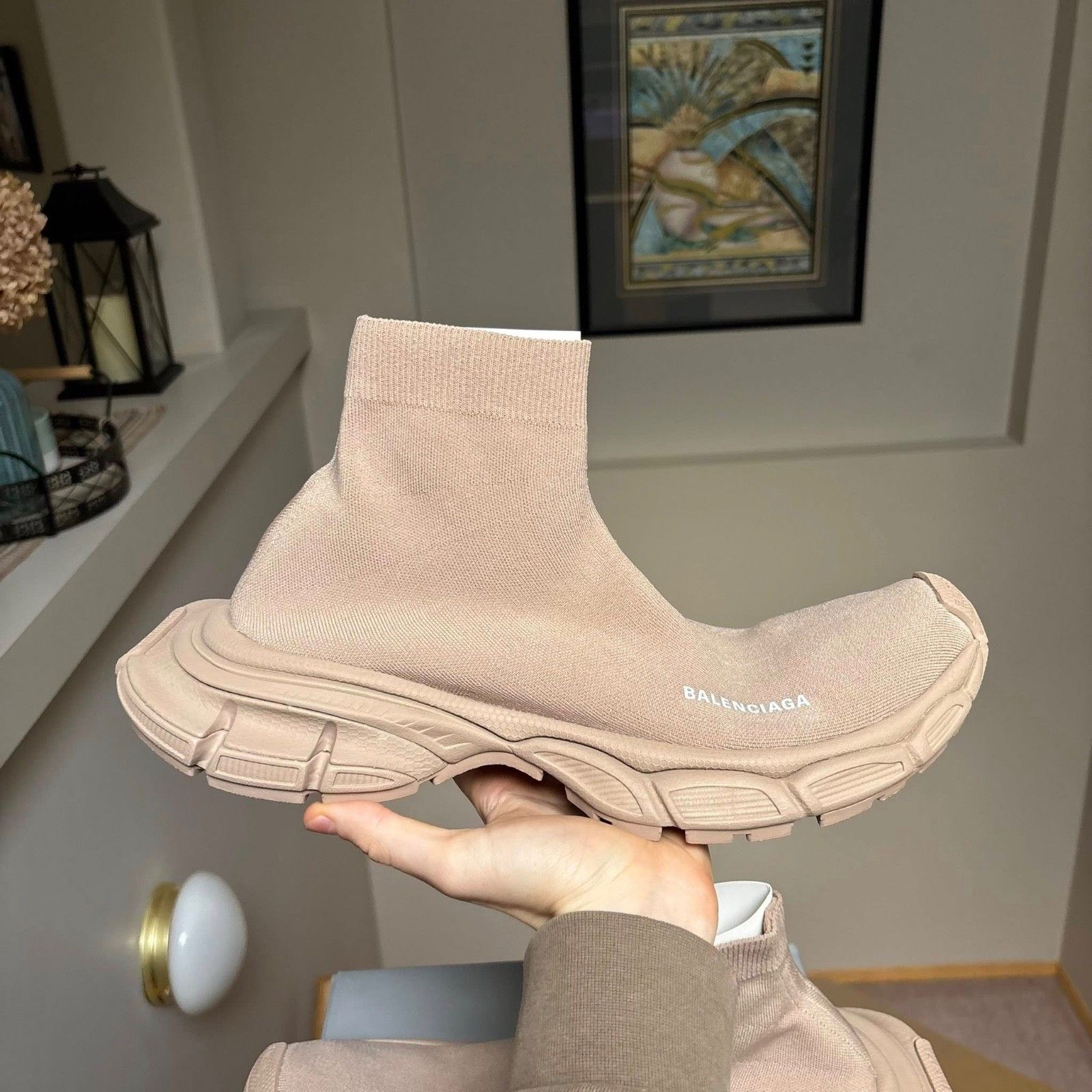 Balenciaga Balenciaga 3XL Beige Brown Sock Knit Speed Runner - Size: 9 Size US 9 / EU 42 - 2 Thumbnail