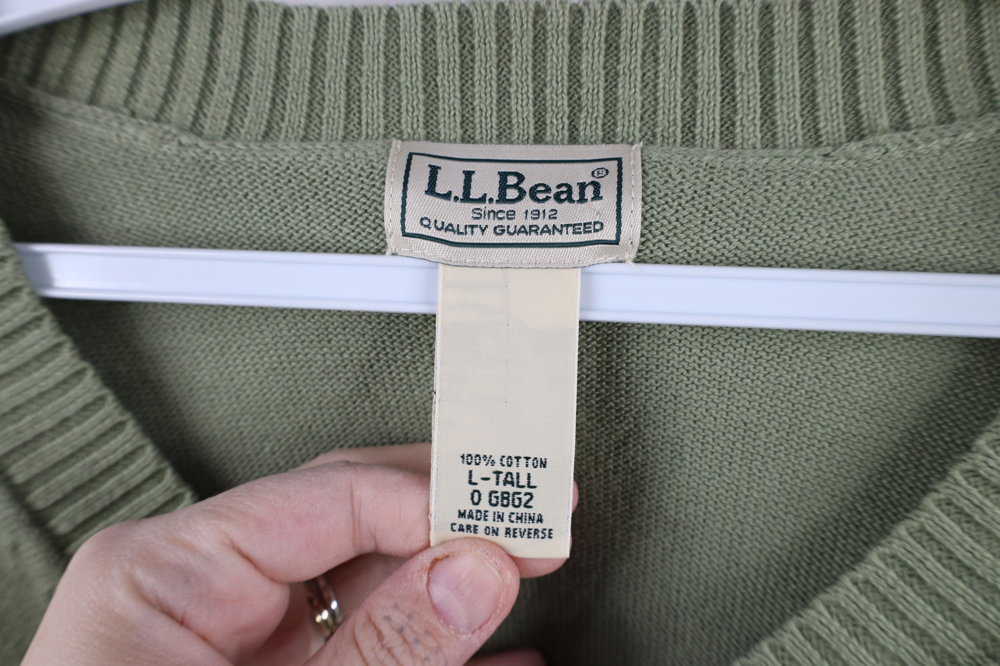 L.L. Bean × Vintage Vintage 90s LL Bean Blank Cotton Knit V-Neck Sweater Size US L / EU 52-54 / 3 - 6 Thumbnail