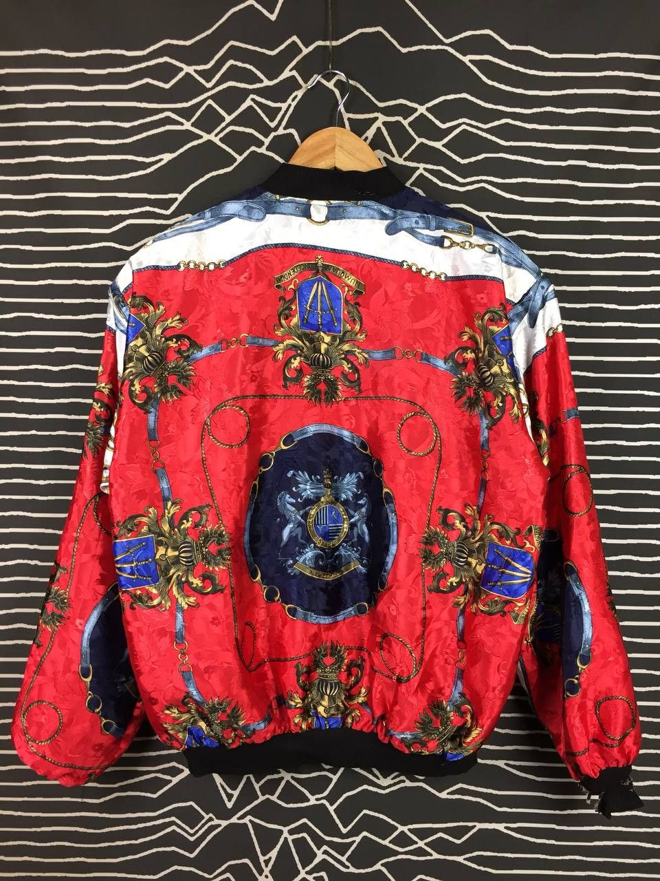 Vintage Distressed Baroque Chain Reversible Silk-Feel Bomber Jacket Size US L / EU 52-54 / 3 - 10 Thumbnail