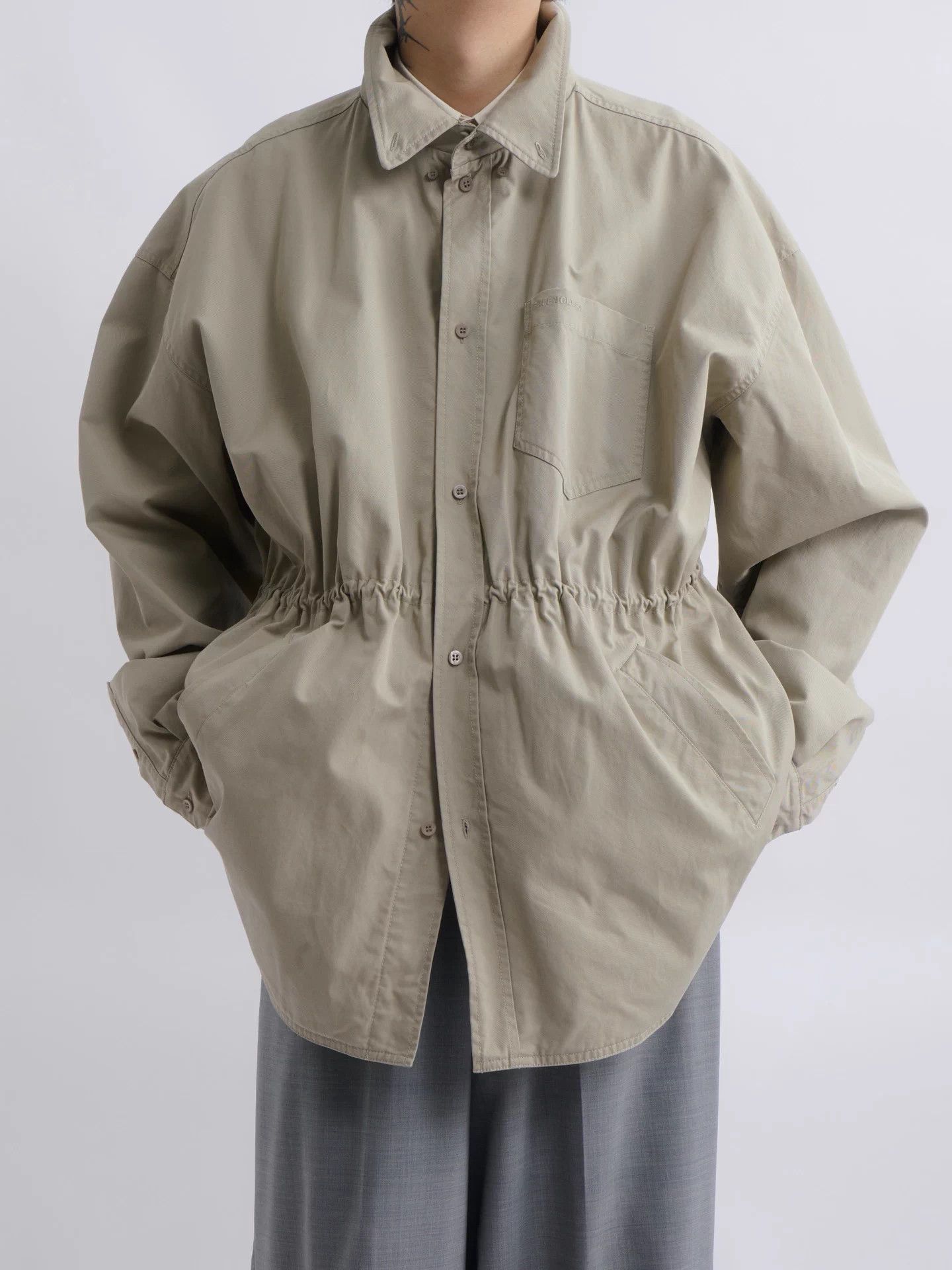 Balenciaga Balenciaga Demna 2021 UNIFIT Hooded Shirt Jacket Khaki S Size US S / EU 44-46 / 1 - 4 Thumbnail